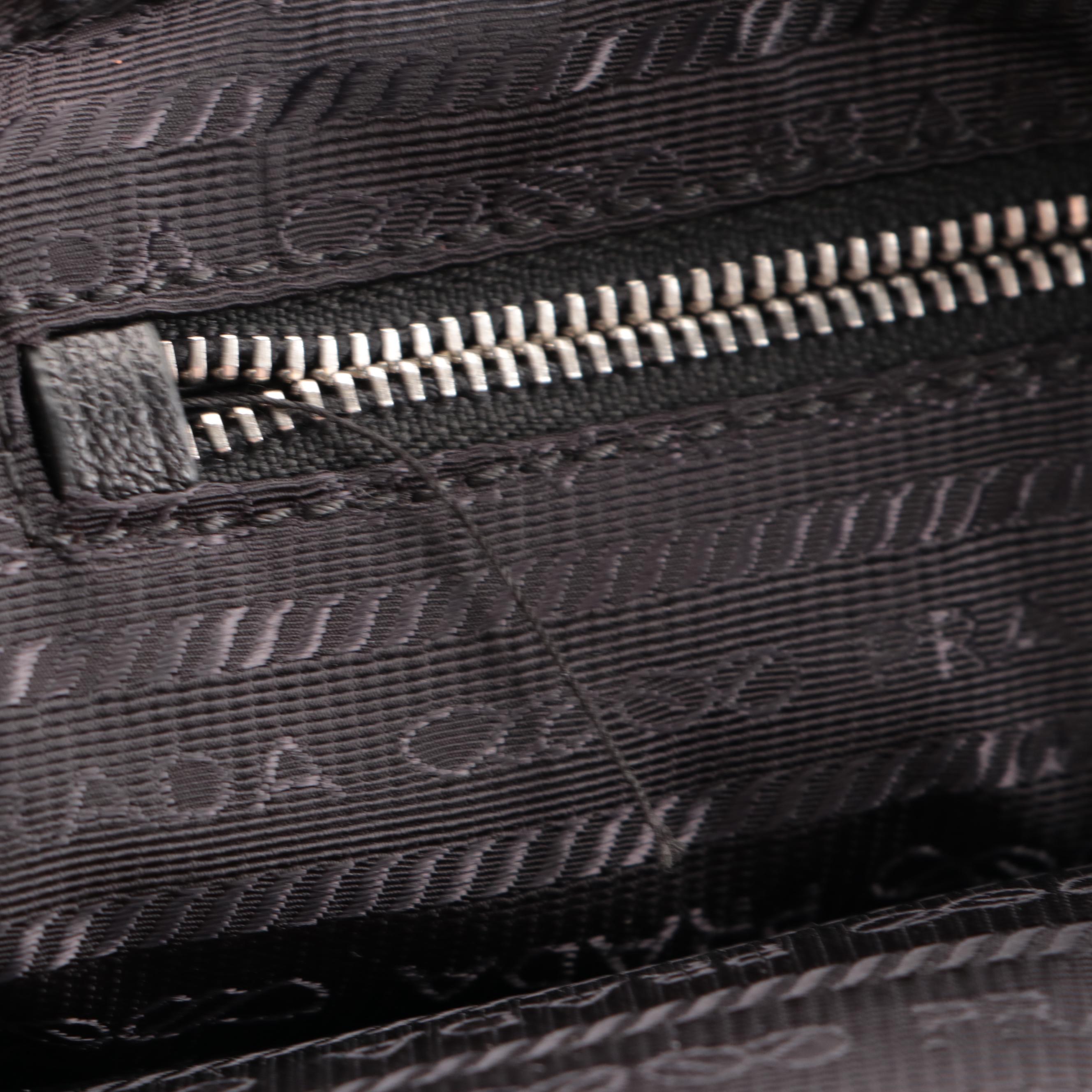 Prada Medium Grommet Chain Shoulder Bag in Black Deerskin with Zip Pouch