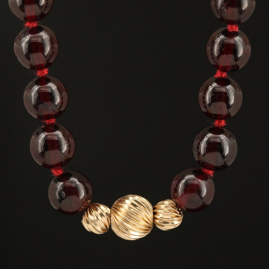 Garnet Necklace with 14K Clasp