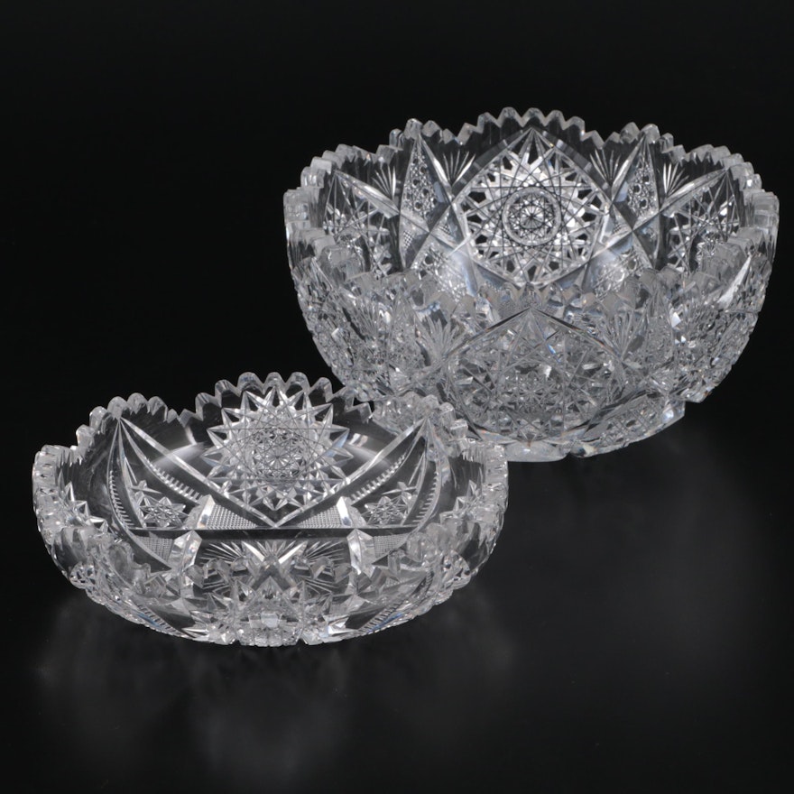 American Brilliant Style Cut Crystal Serving Bowls, Late 19th/ Early 20th C.