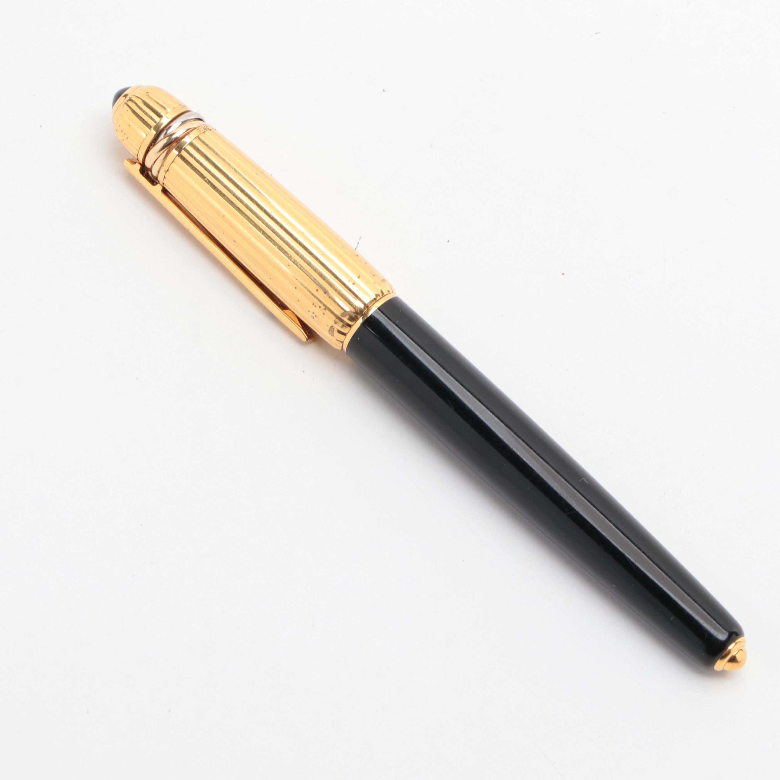 Cartier "Pasha de Cartier" Gilt Metal and Black Resin Ballpoint Pen, 1992
