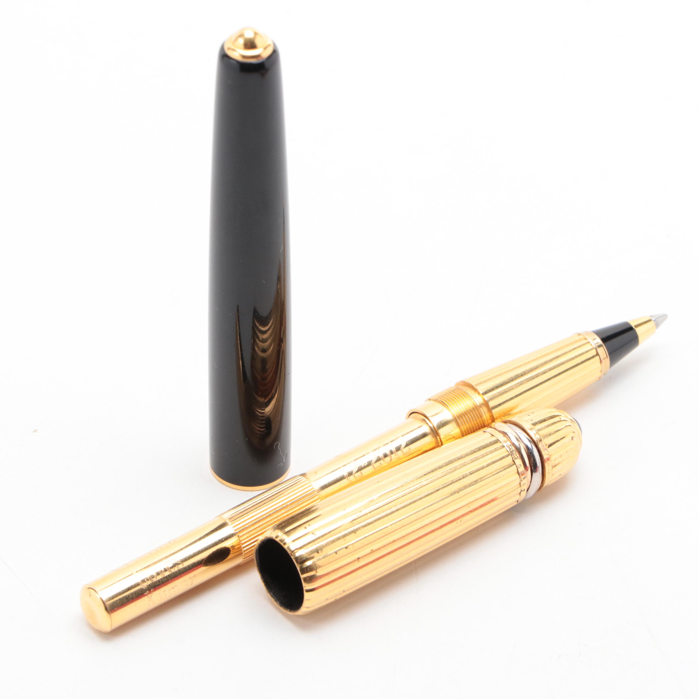 Cartier "Pasha de Cartier" Gilt Metal and Black Resin Ballpoint Pen, 1992