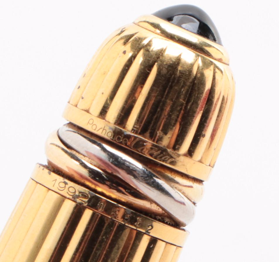 Cartier "Pasha de Cartier" Gilt Metal and Black Resin Ballpoint Pen, 1992