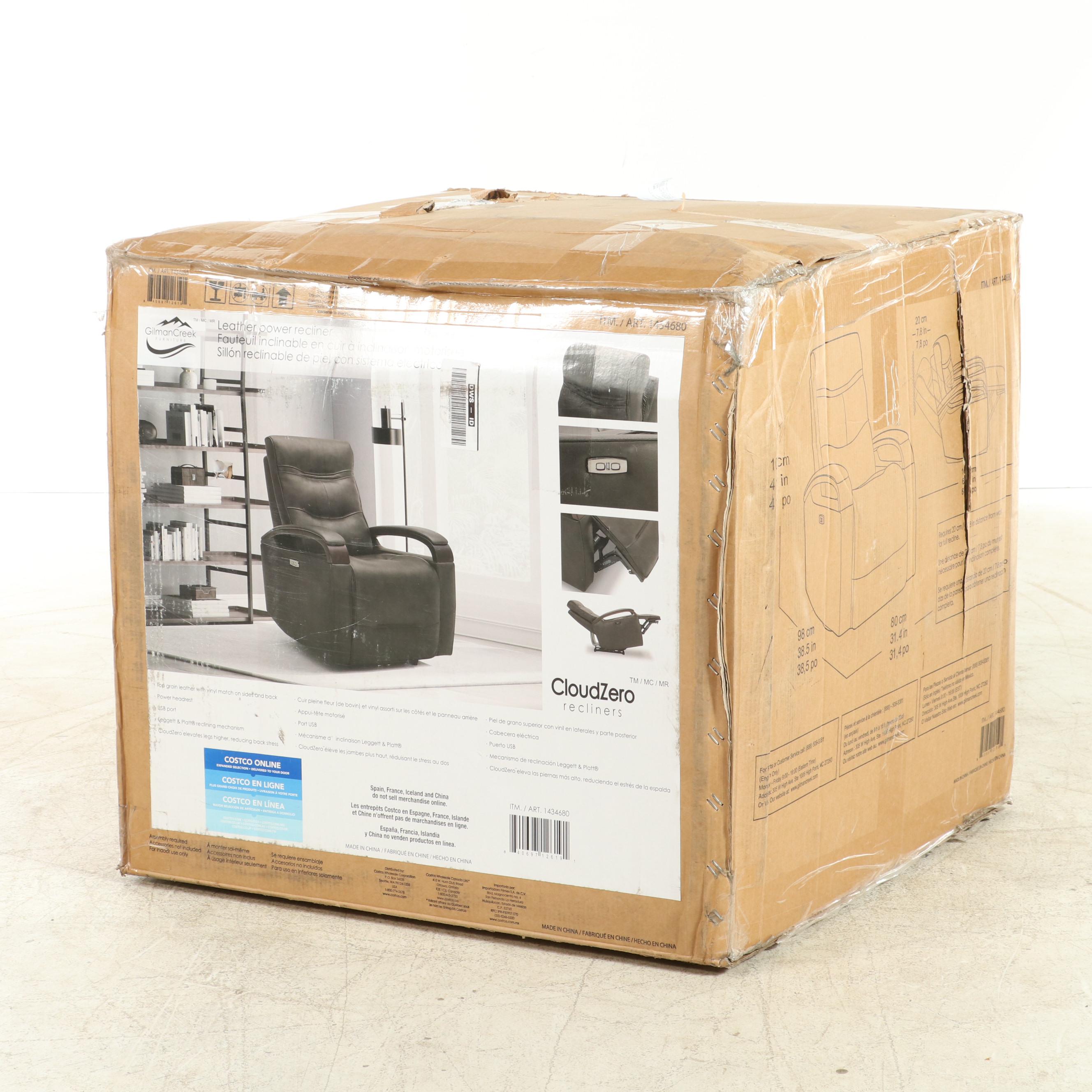 Gilman Creek Furniture "Canmore" Leather Power Recliner with Power Headrest