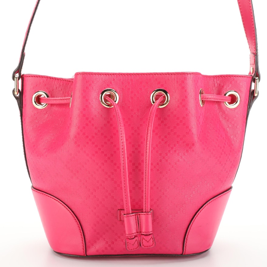 Gucci Drawstring Bucket Bag Small in Pink Diamante Leather