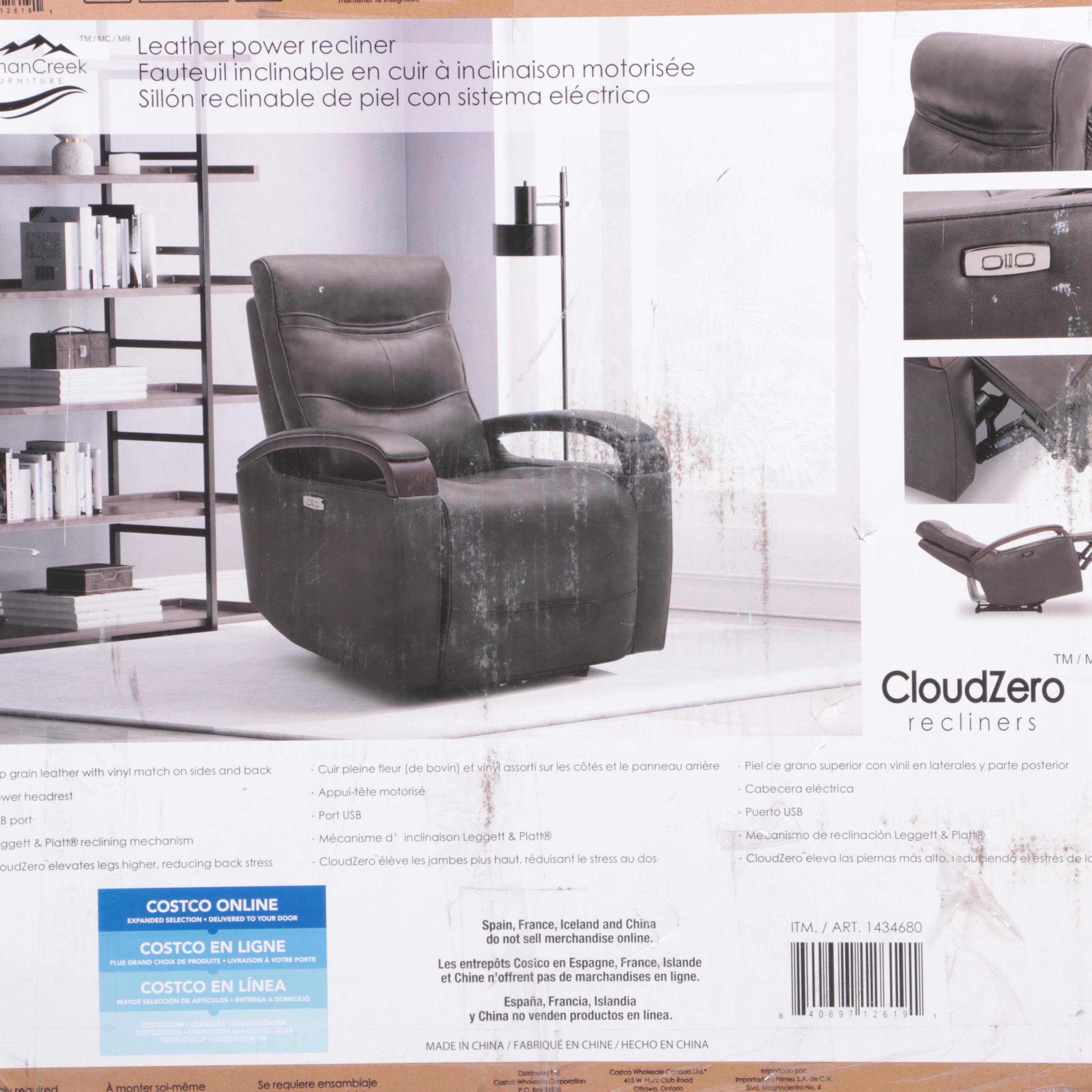 Gilman Creek Furniture "Canmore" Leather Power Recliner with Power Headrest