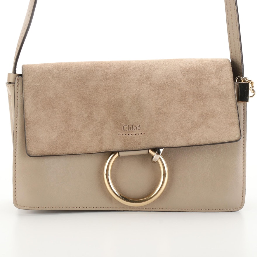 Chloé Faye Suede and Leather Front Flap Shoulder Bag