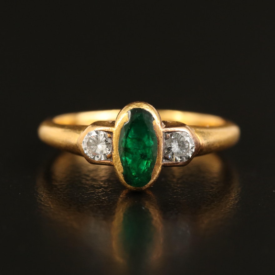 18K Emerald and Diamond Ring