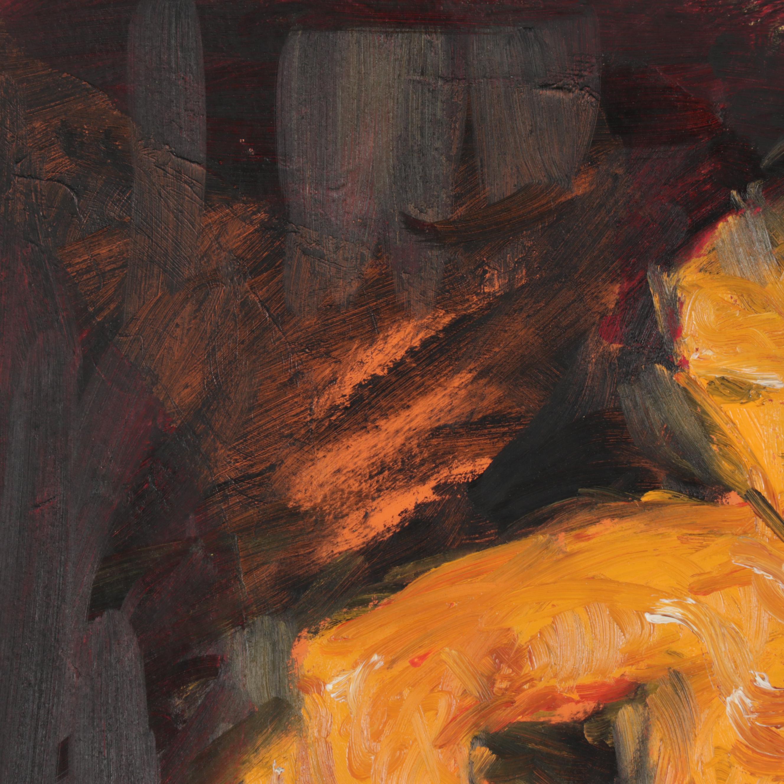 Chien Ming Su Oil Painting of Male Nude, Late 20th Century