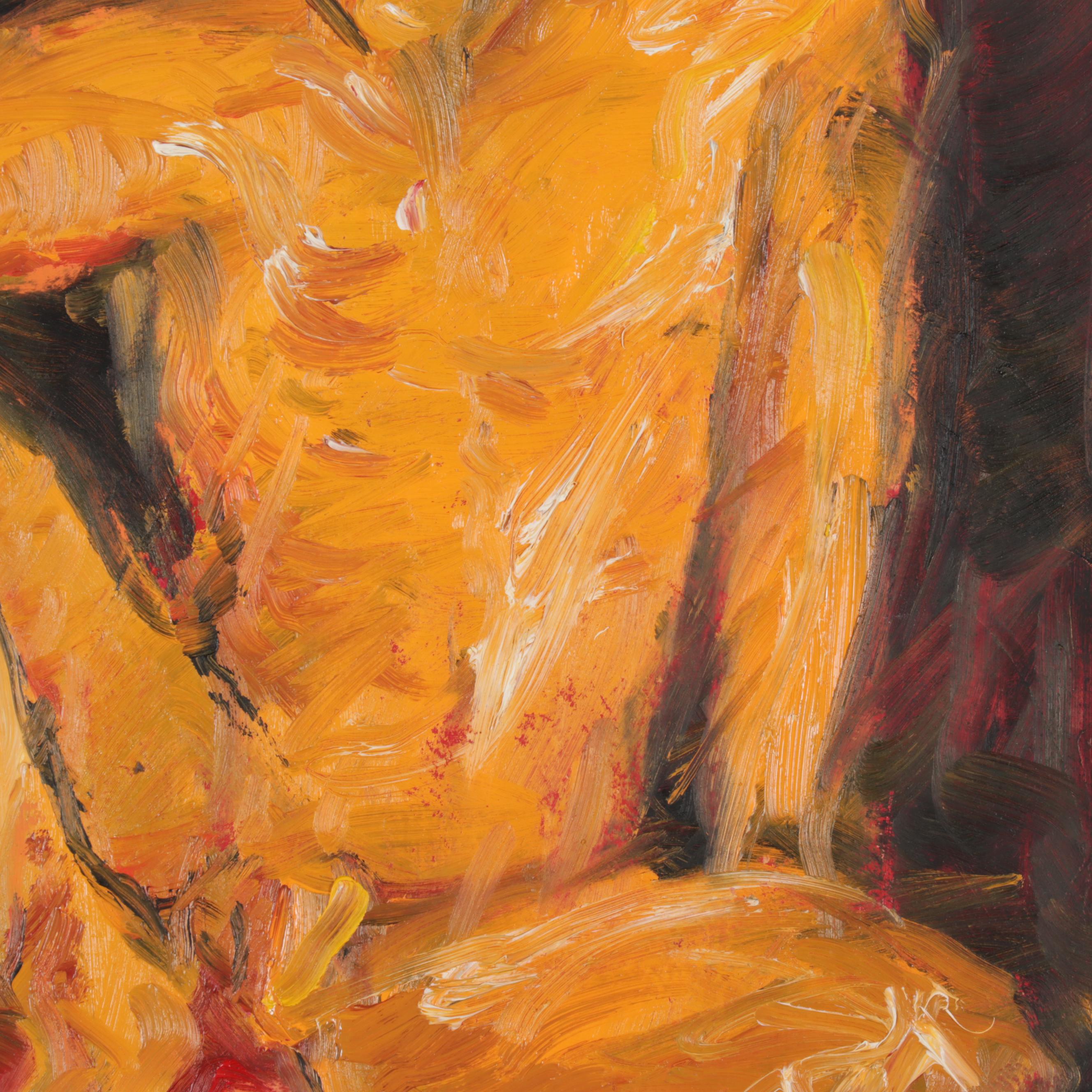 Chien Ming Su Oil Painting of Male Nude, Late 20th Century