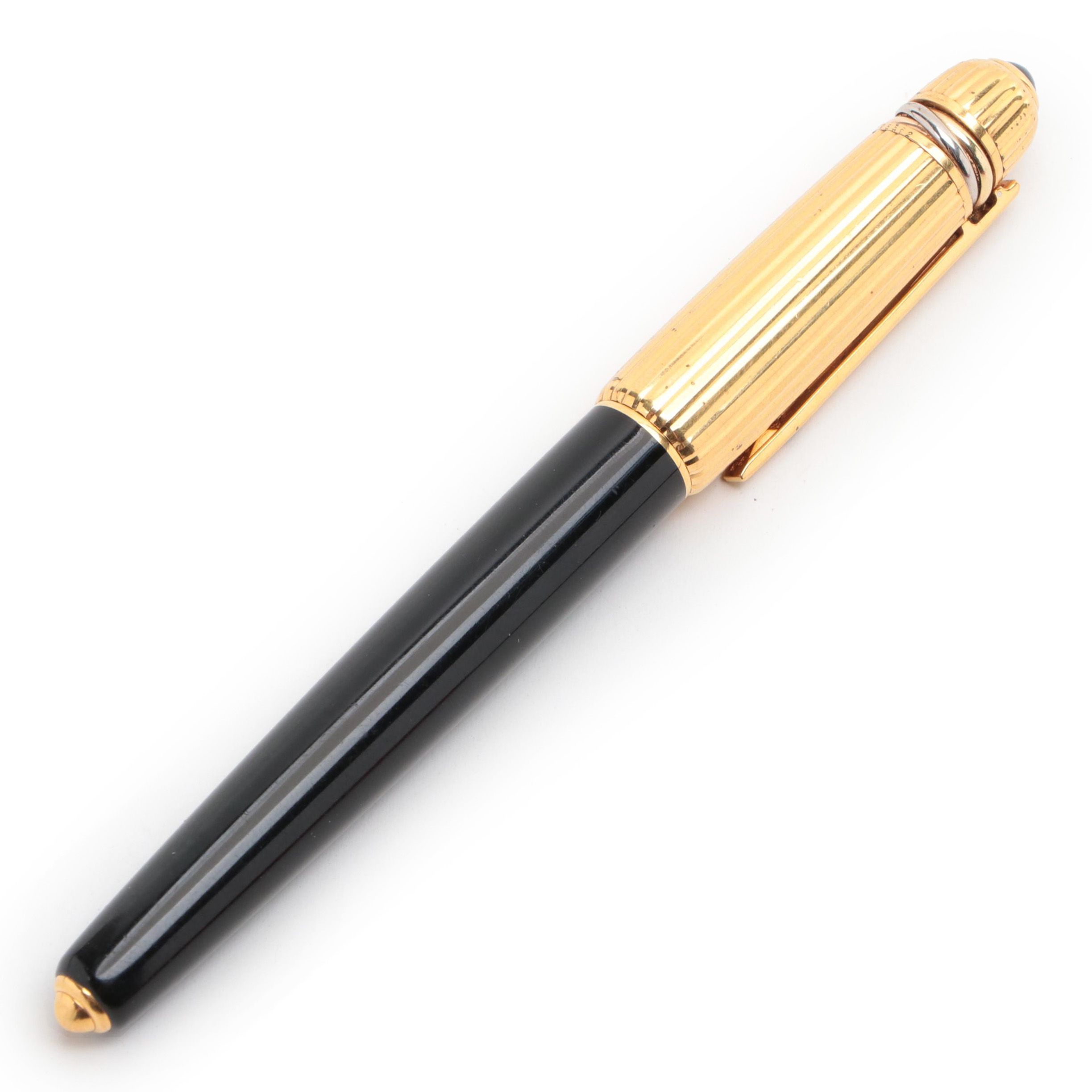 Cartier "Pasha de Cartier" Gilt Metal and Black Resin Ballpoint Pen, 1992