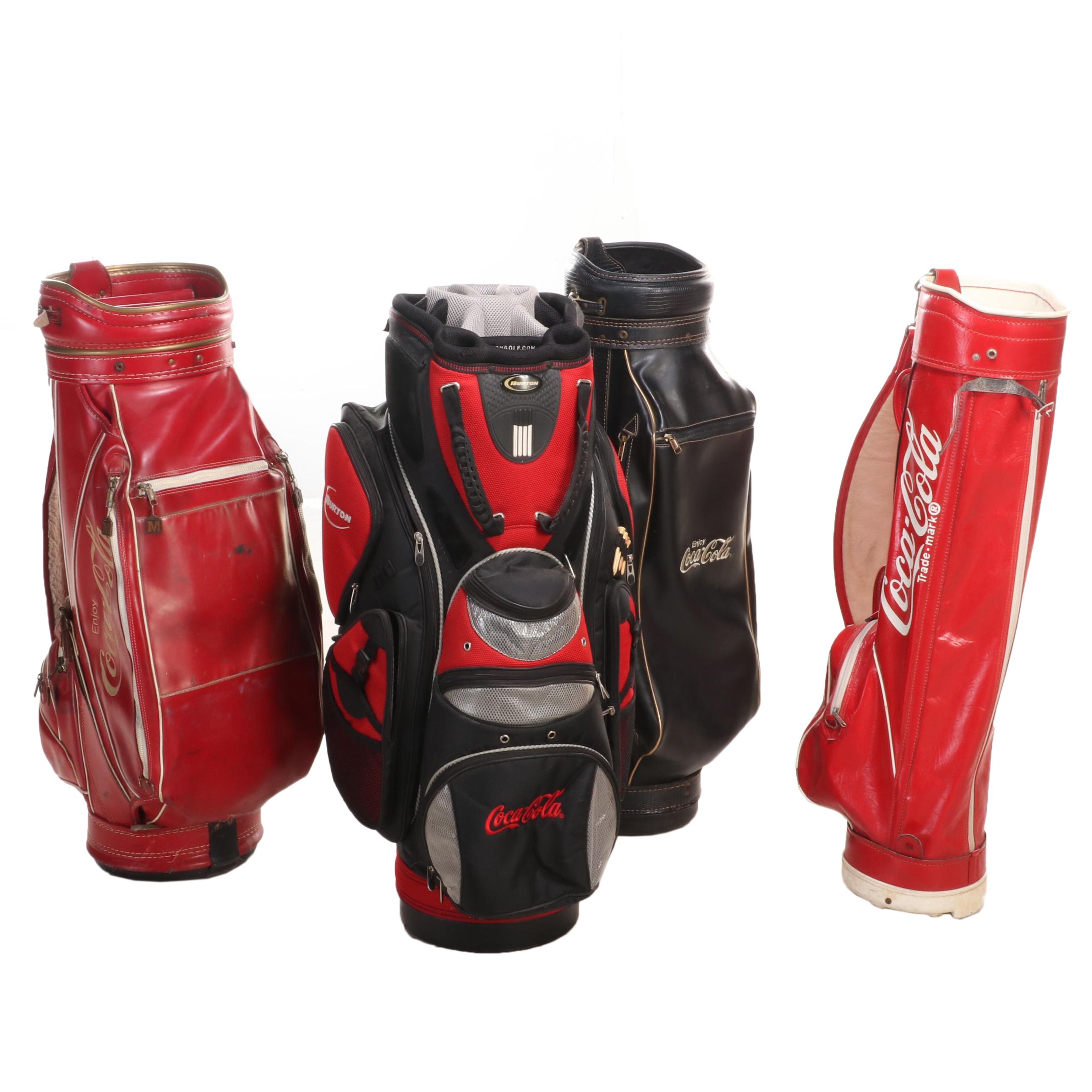 Four Coca-Cola Themed Leather and Vinyl Golf Bags