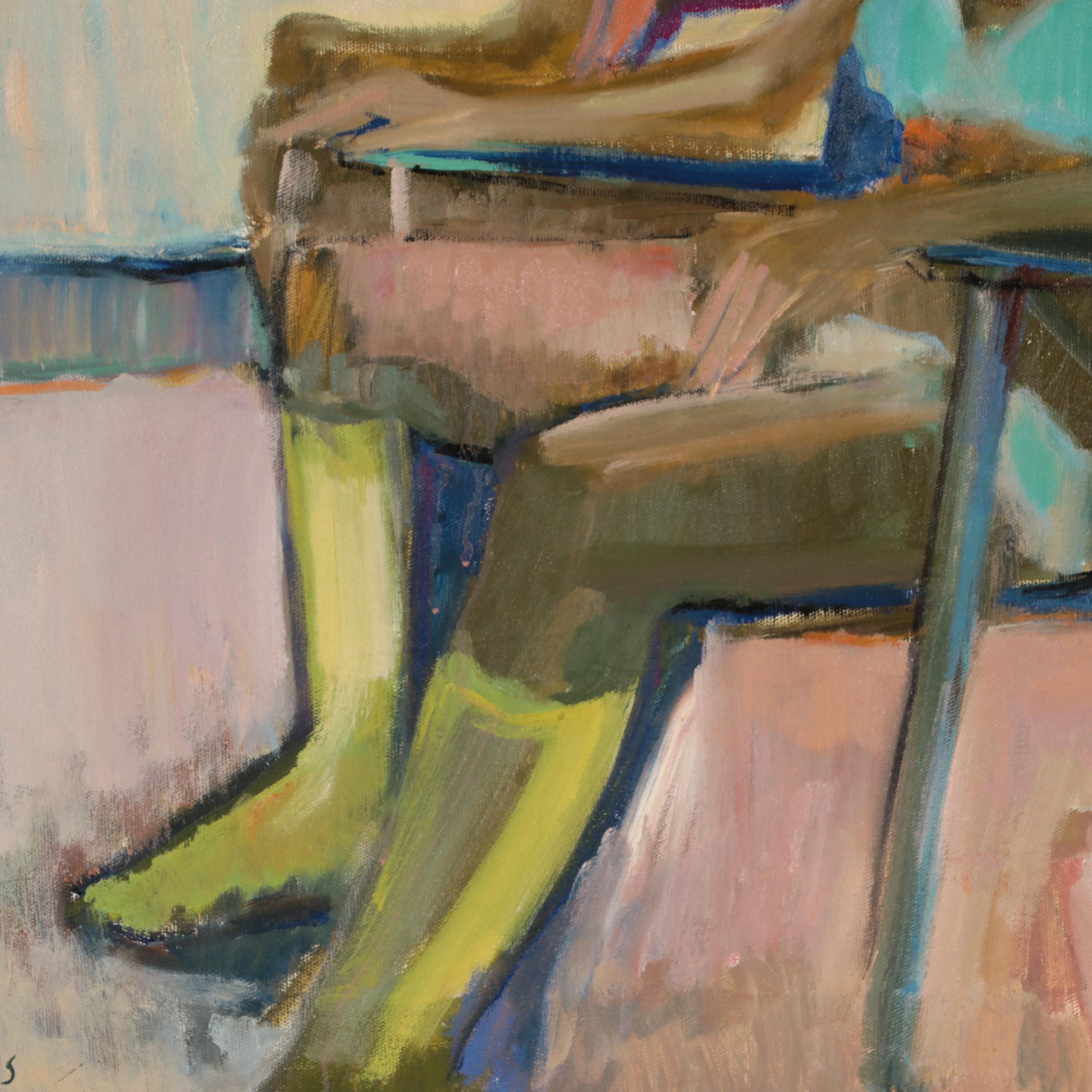 Marion Maas Figural Oil Painting "On the Dock"