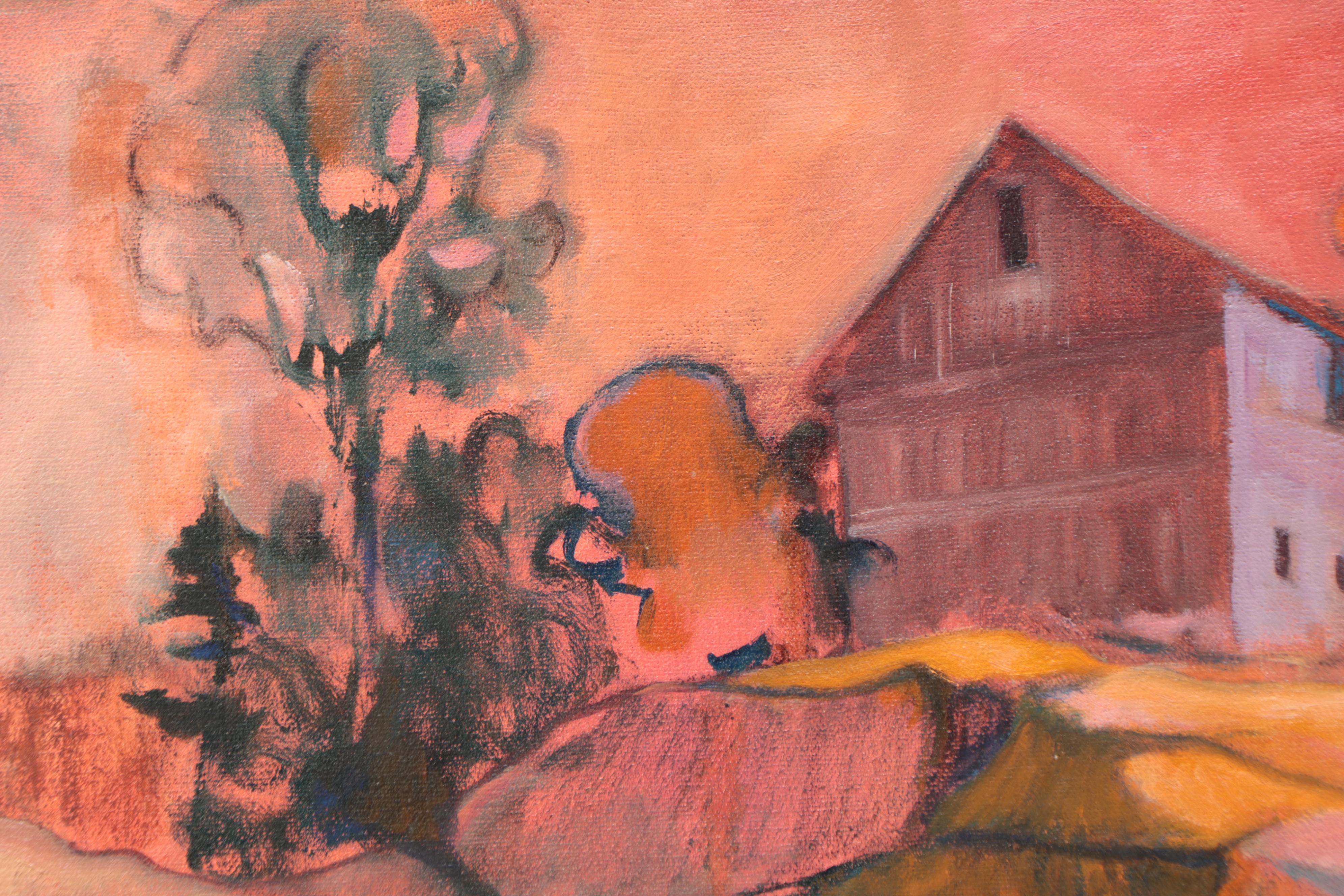 Marion Maas Oil Painting "Lenox Farm III," Late 20th Century
