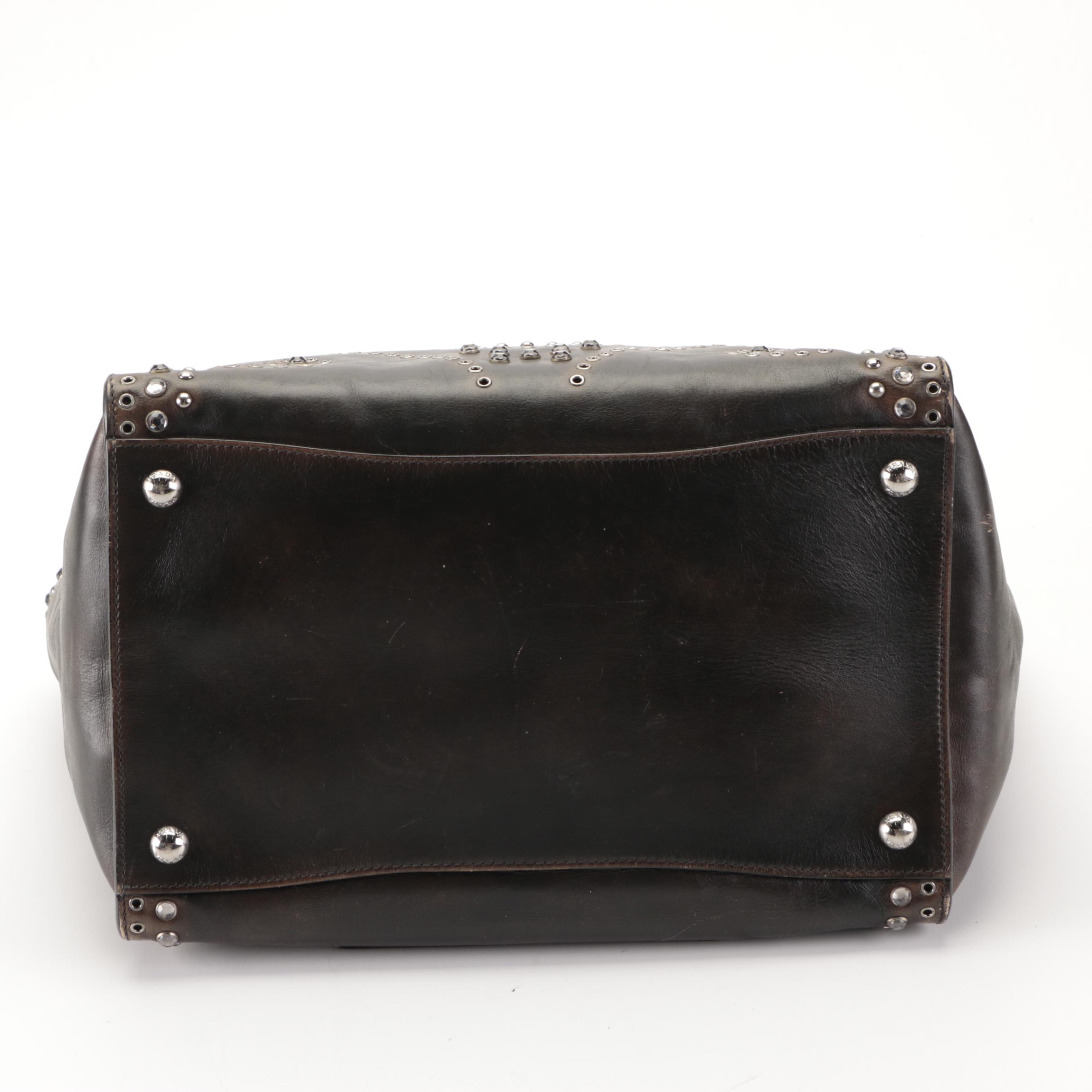 Prada Twin Pocket Tote in Grommet Embellished Leather