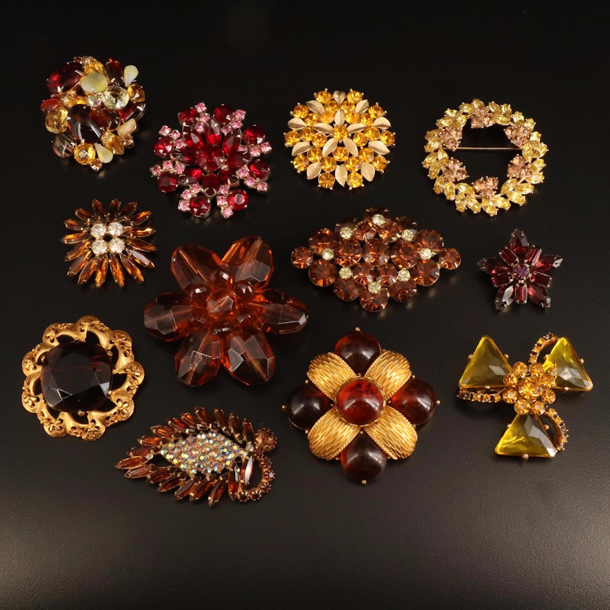 Cadoro, Florenza and Rhinestones Featured in Brooch Collection