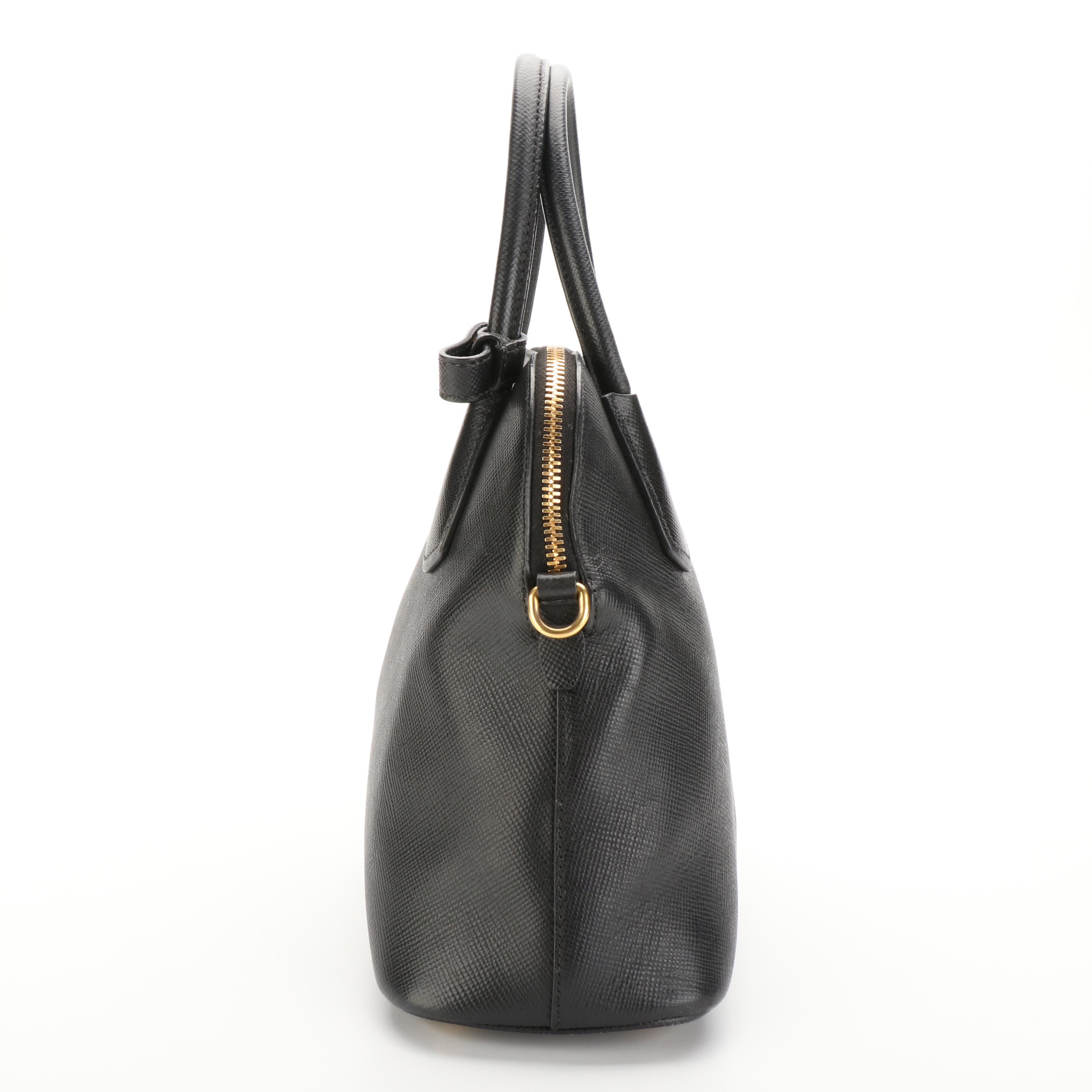 Prada Two-Way Dome Bag in Black Saffiano Leather