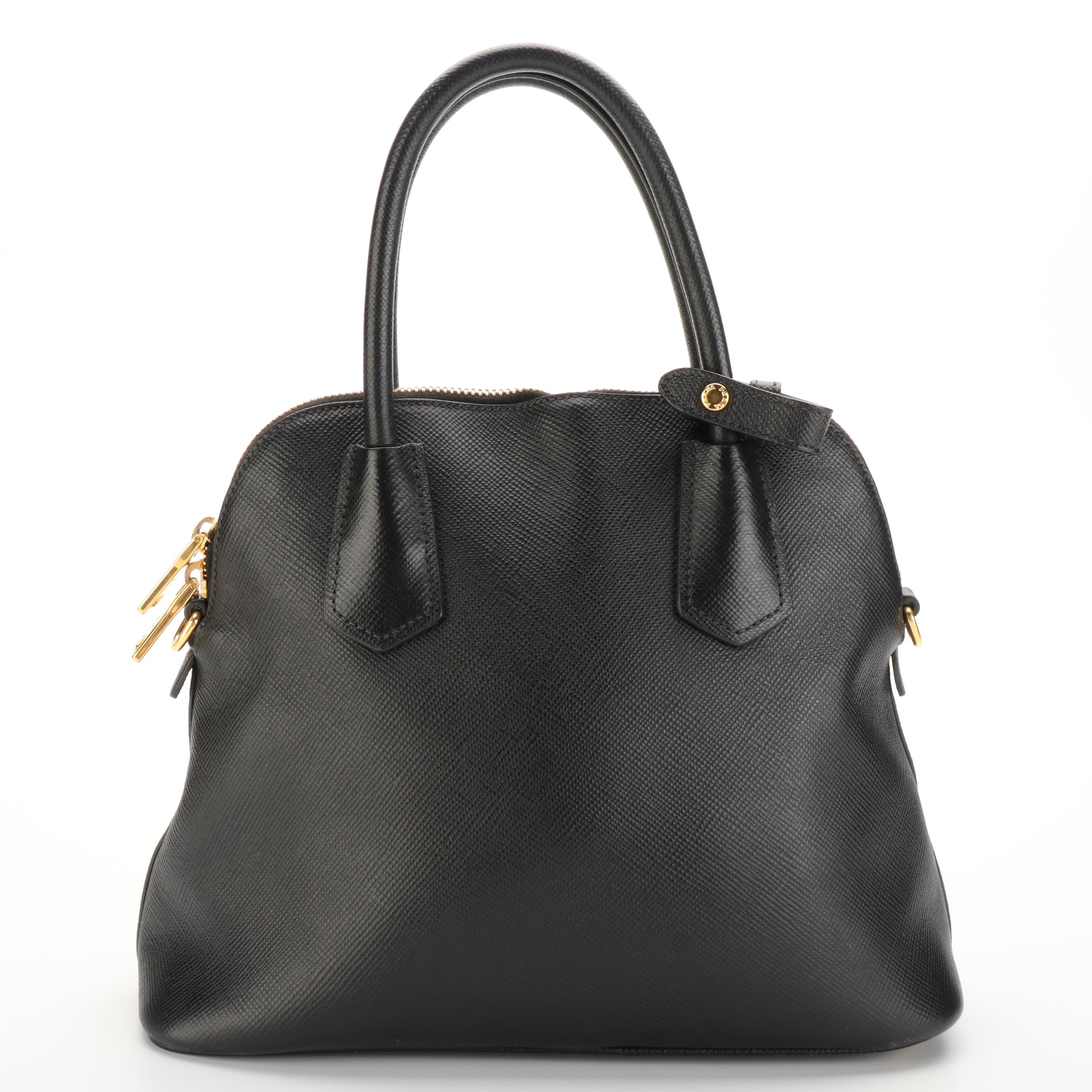 Prada Two-Way Dome Bag in Black Saffiano Leather