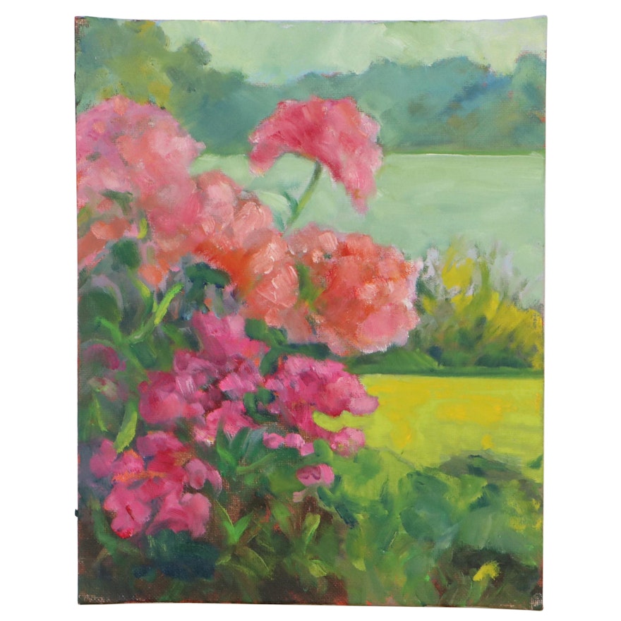 Deborah Miller Oil Painting of Flowers, 21st Century