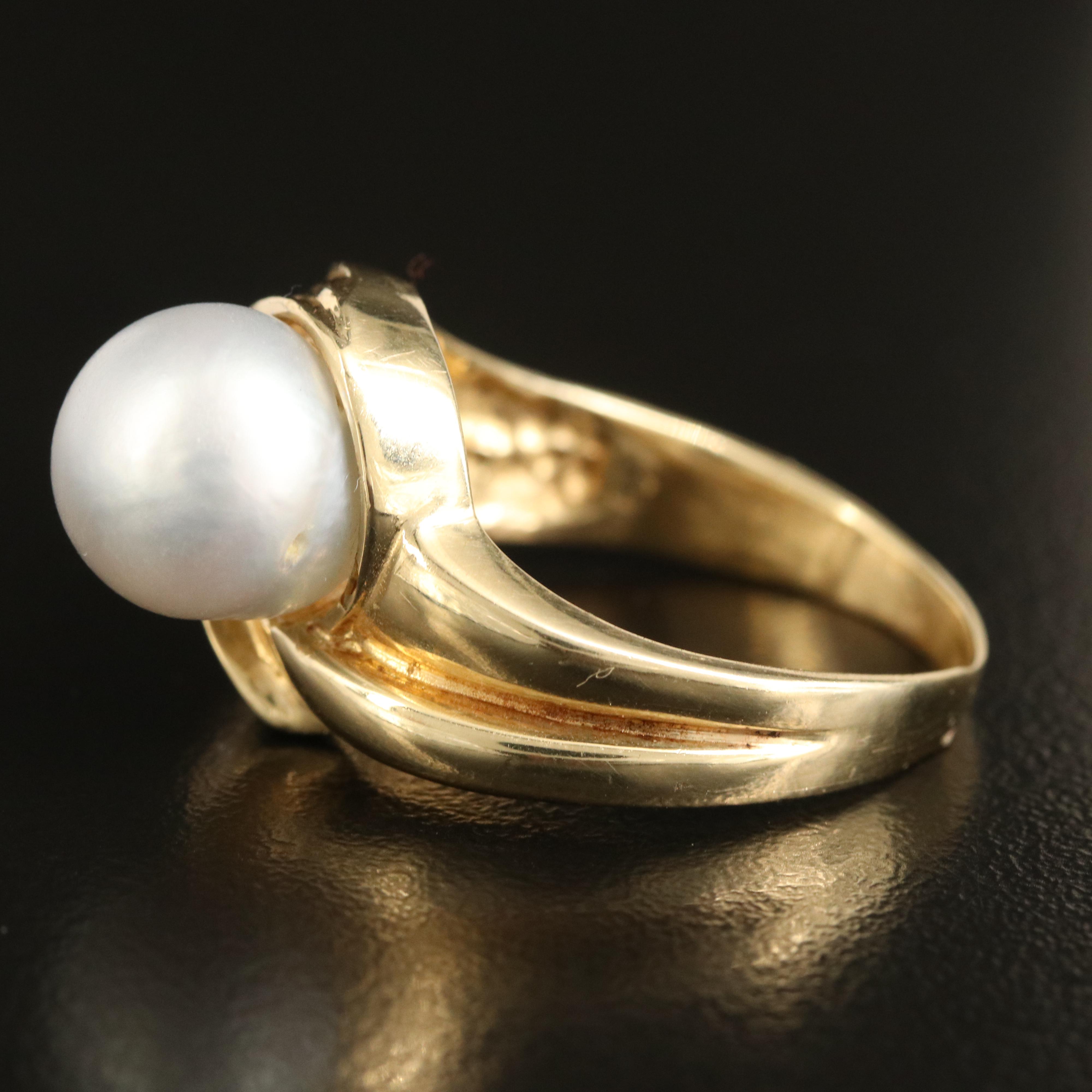 14K Pearl and Diamond Ring