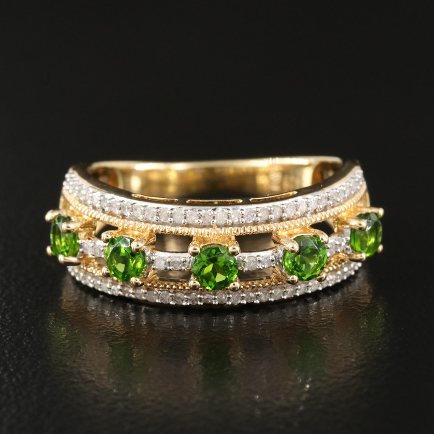 Sterling Diopside and Diamond Band