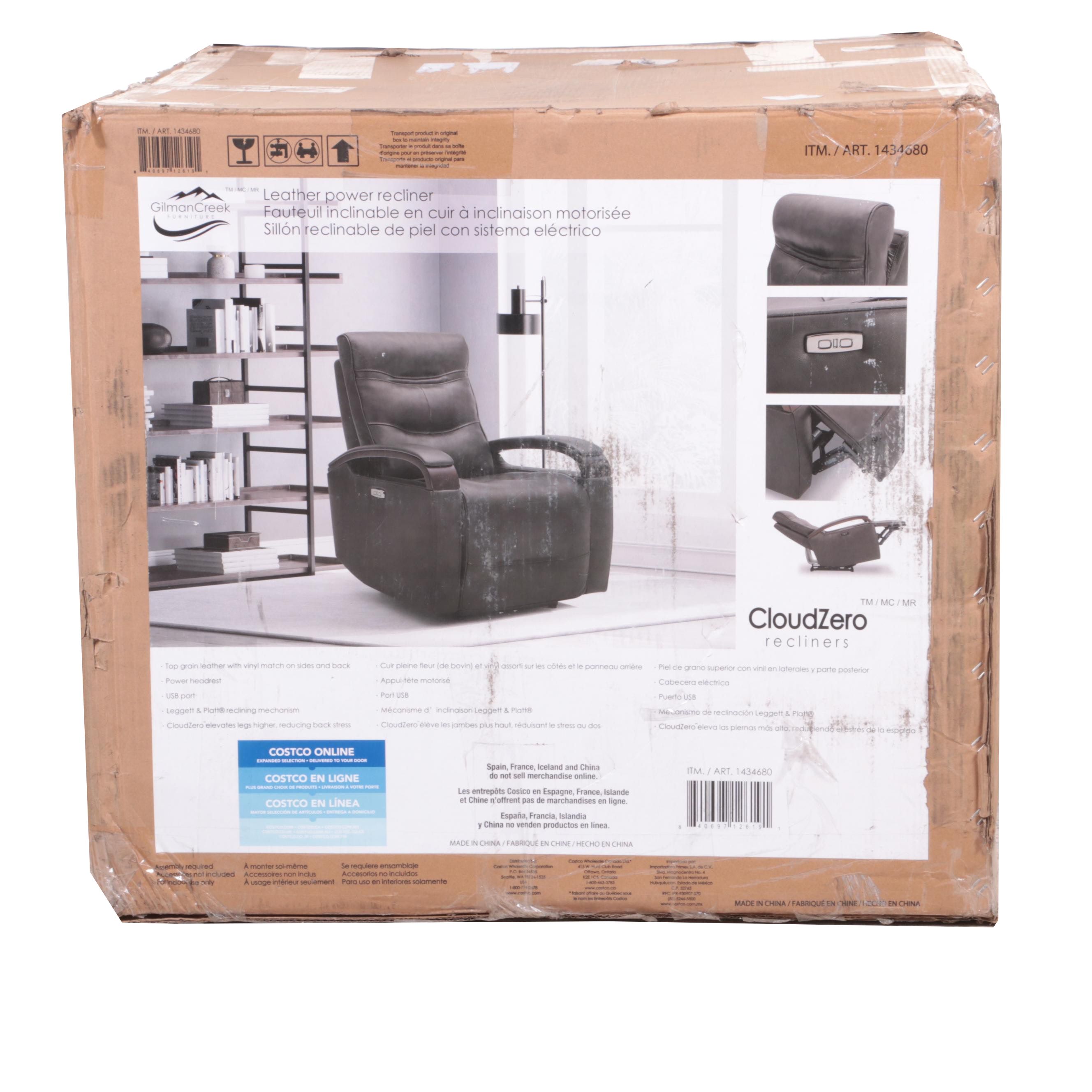 Gilman Creek Furniture "Canmore" Leather Power Recliner with Power Headrest