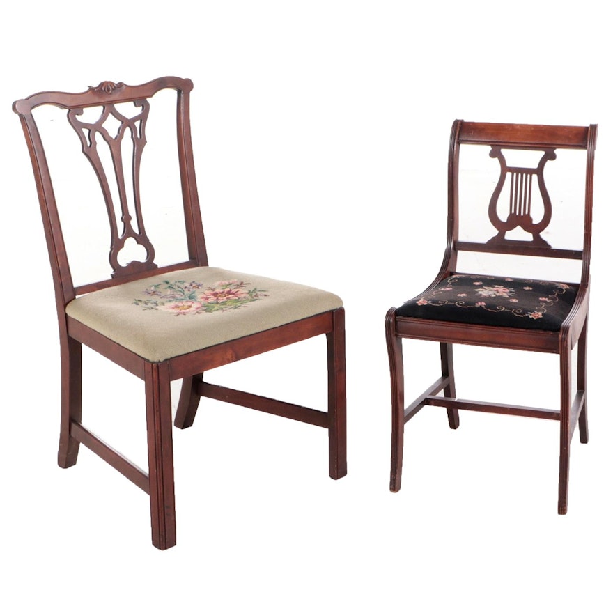 Chippendale Style Mahogany-Stained Side Chair Plus Classical Style Example