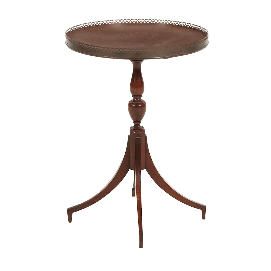 Imperial Furniture Regency Style Mahogany and Metal-Galleried Tea Table
