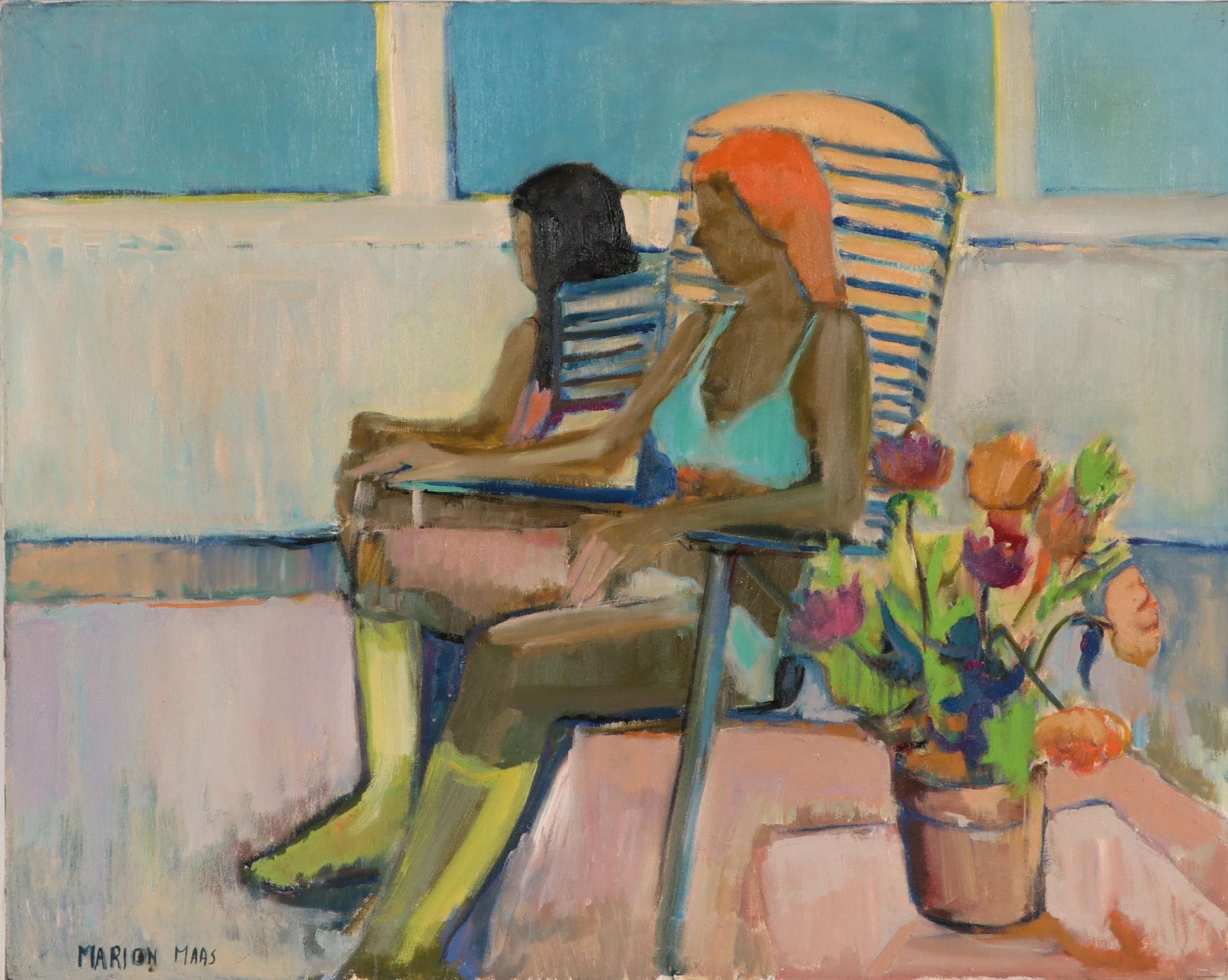 Marion Maas Figural Oil Painting "On the Dock"