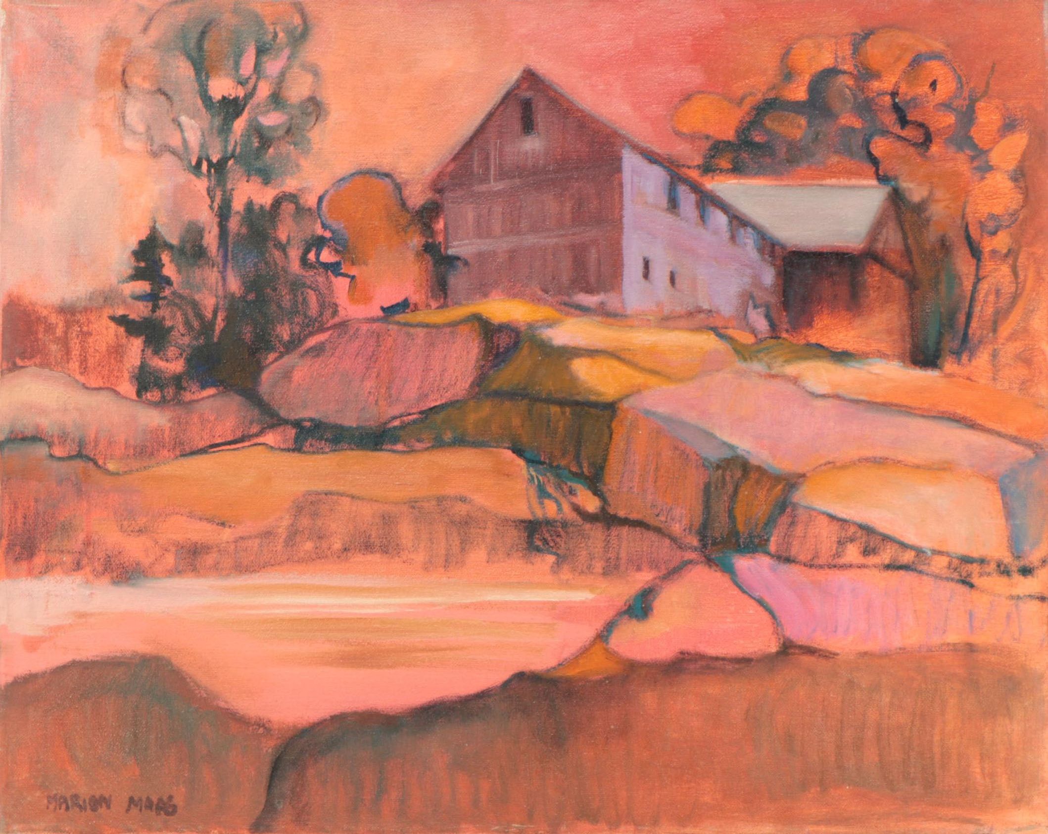 Marion Maas Oil Painting "Lenox Farm III," Late 20th Century