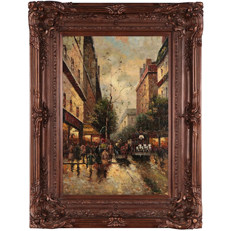 European Street Scene Oil Painting