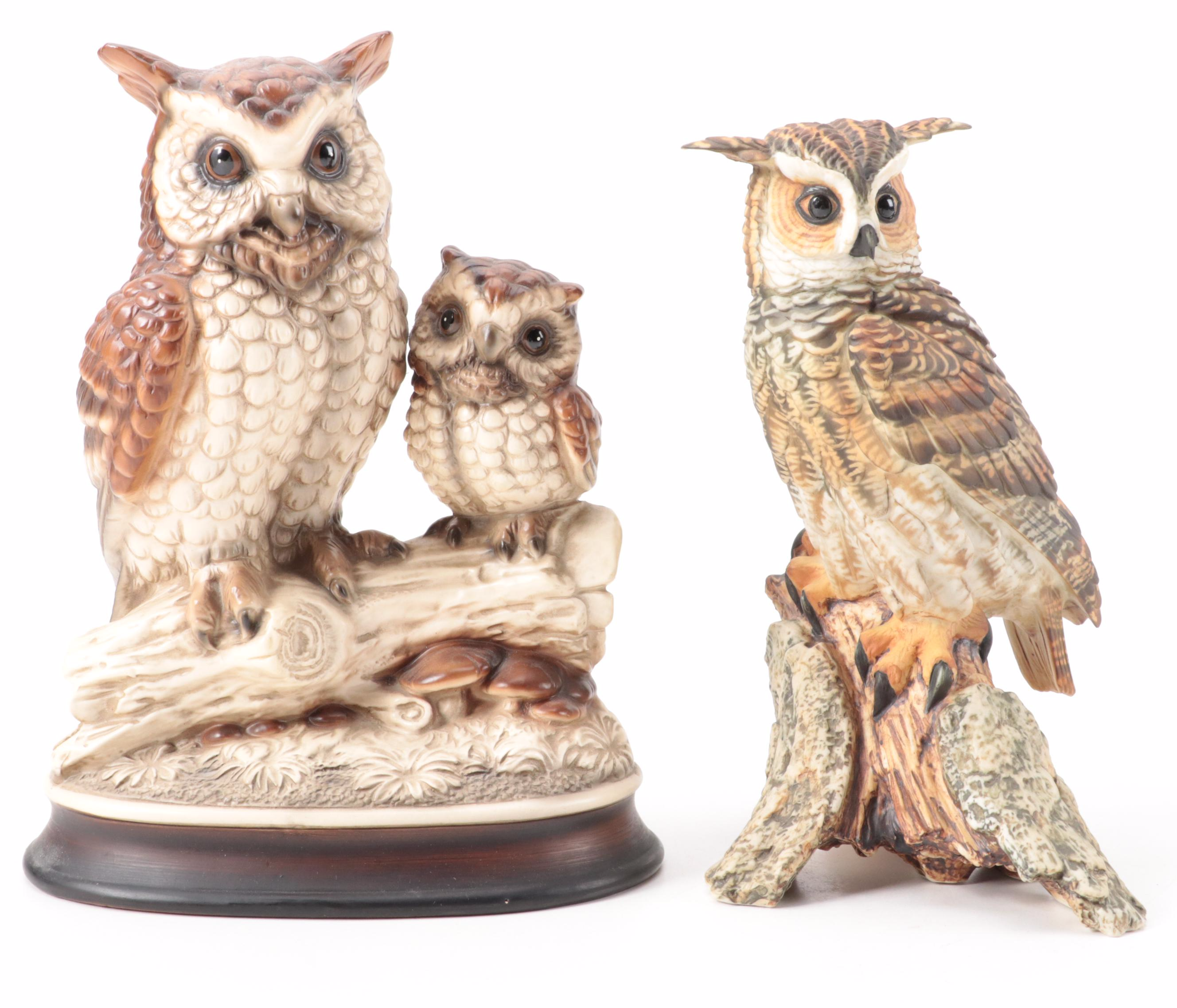 Alfretto Porcelain Eagle Figurine with Other Owl Figurines