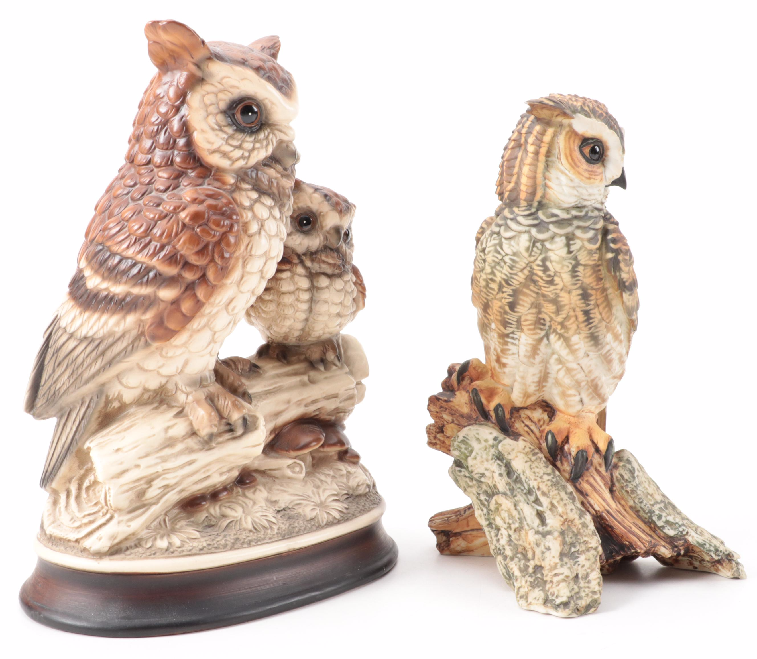 Alfretto Porcelain Eagle Figurine with Other Owl Figurines