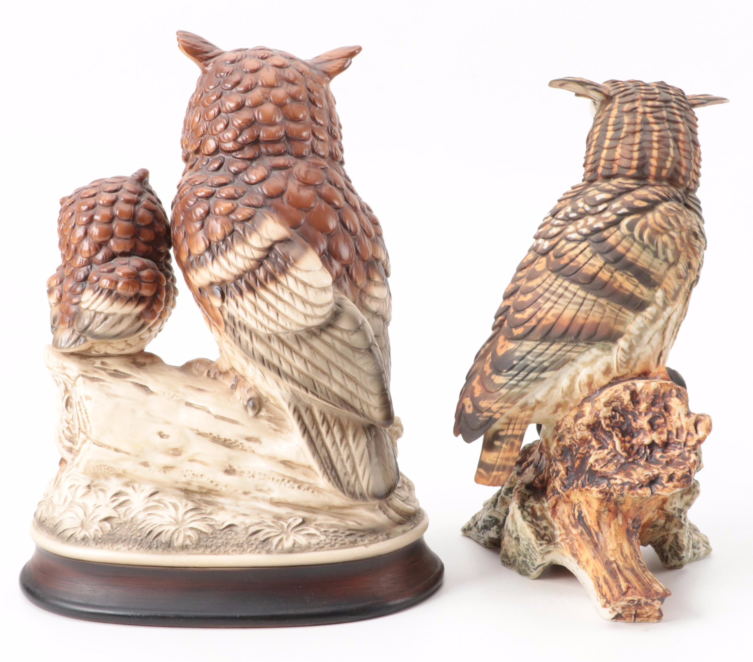 Alfretto Porcelain Eagle Figurine with Other Owl Figurines