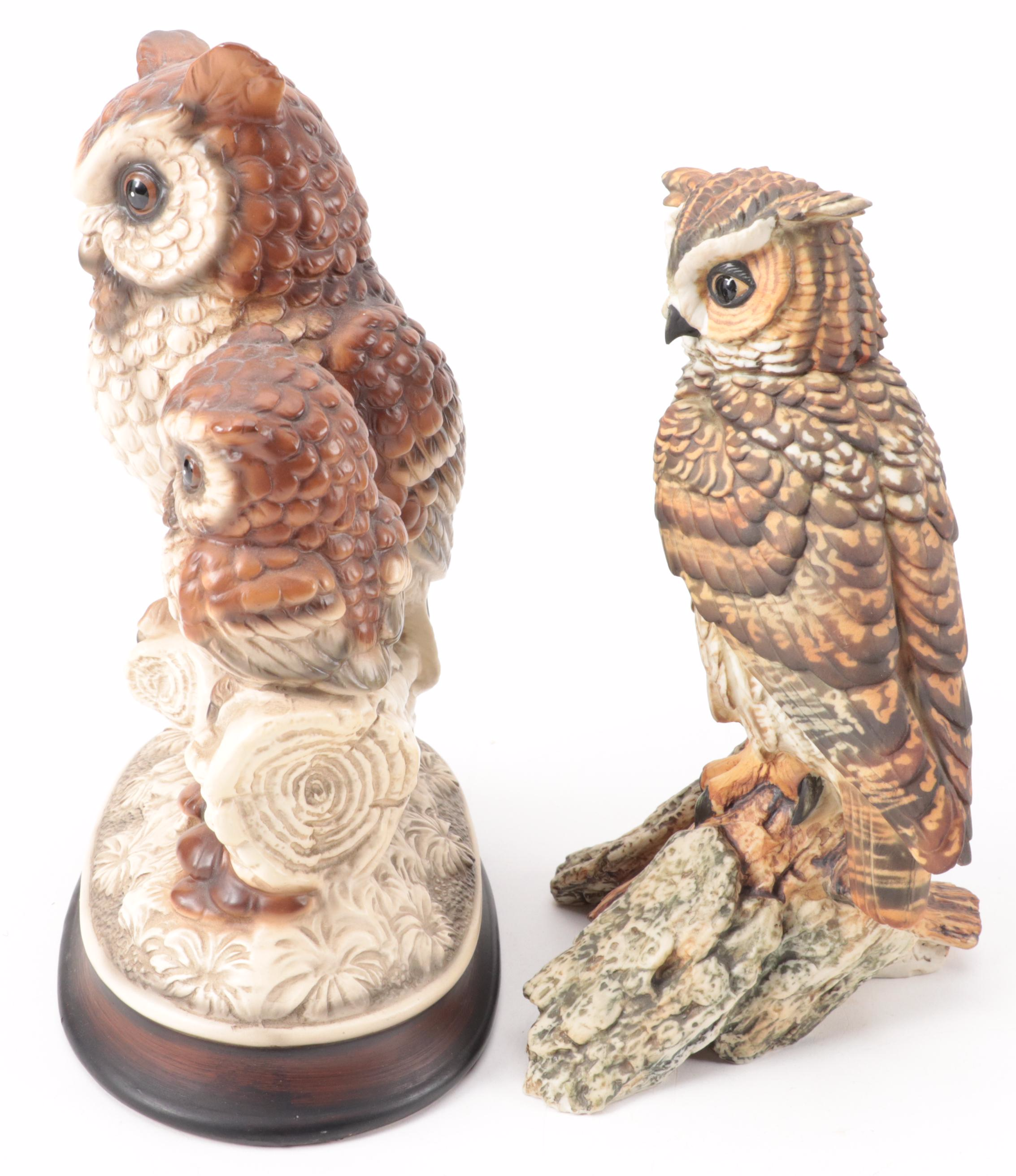 Alfretto Porcelain Eagle Figurine with Other Owl Figurines