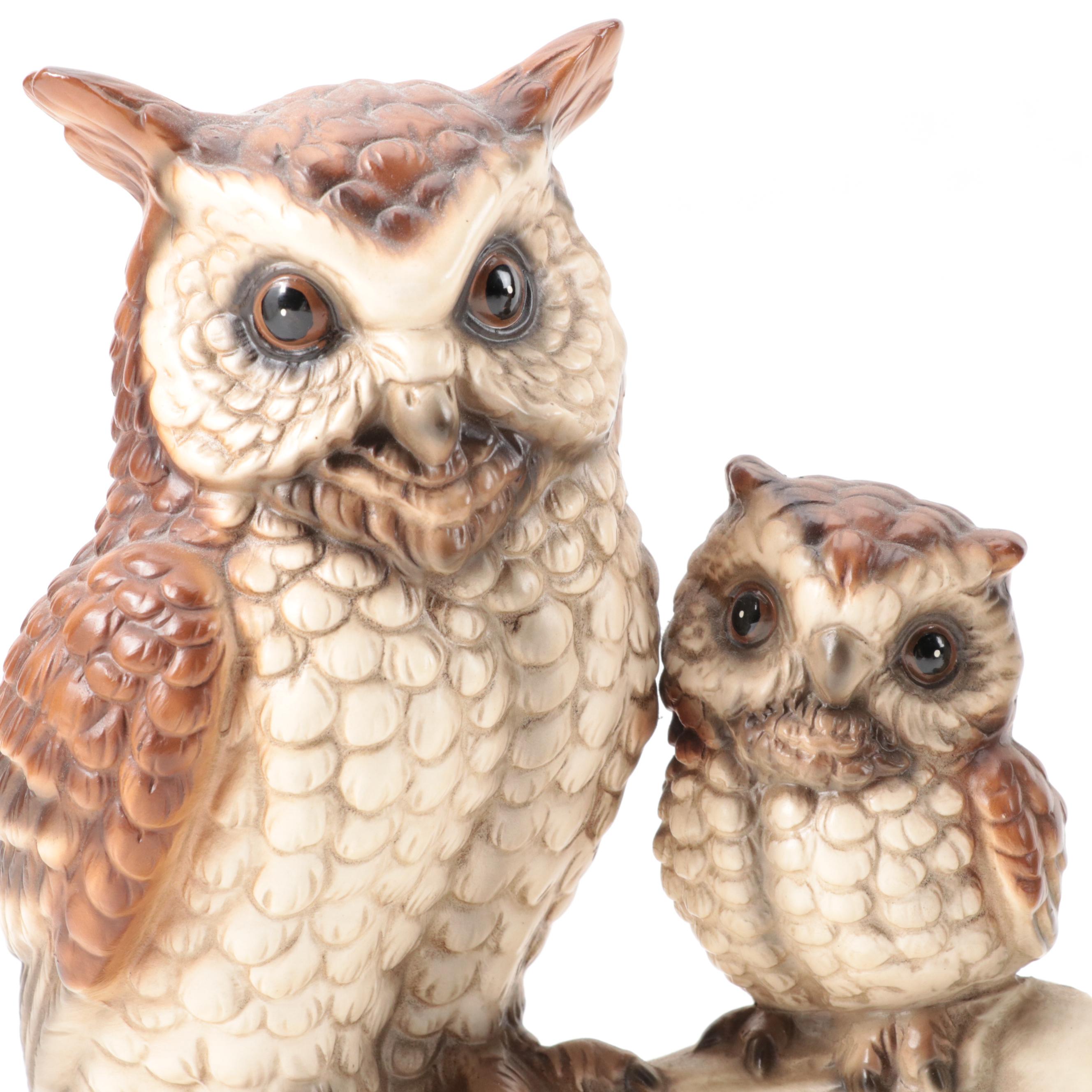 Alfretto Porcelain Eagle Figurine with Other Owl Figurines