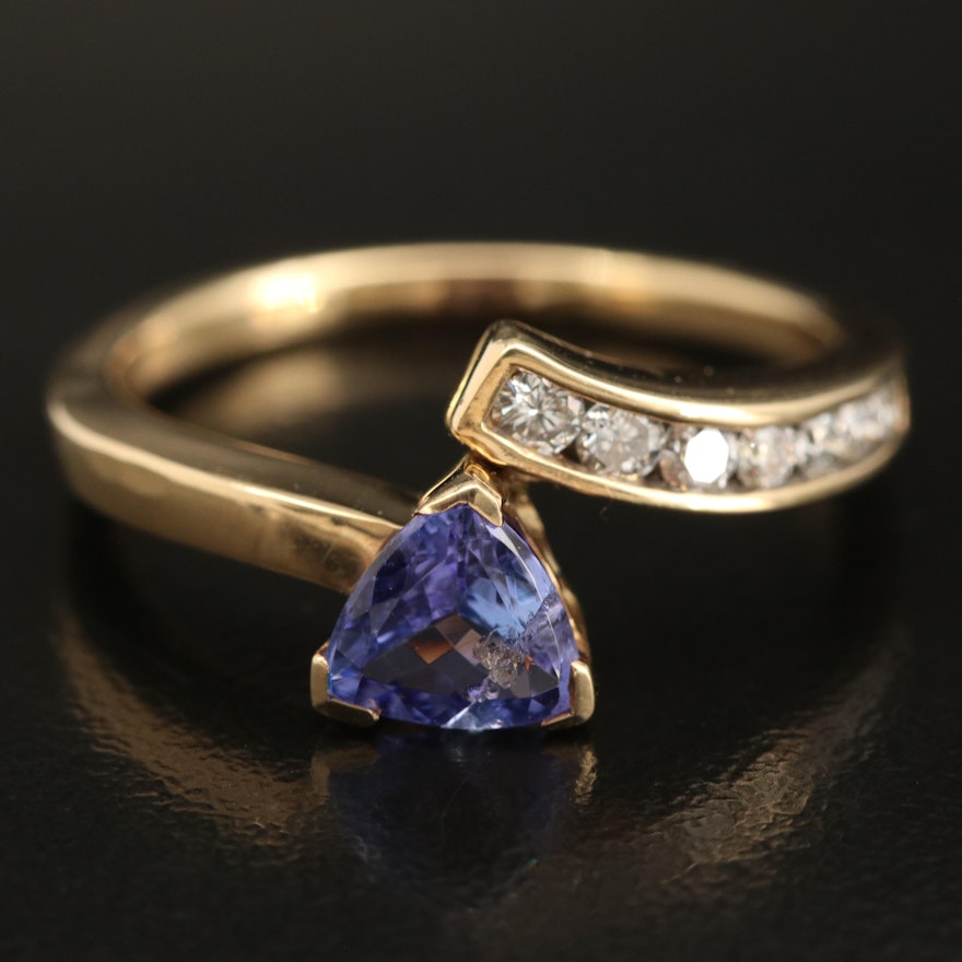 14K Tanzanite and Diamond Bypass Ring