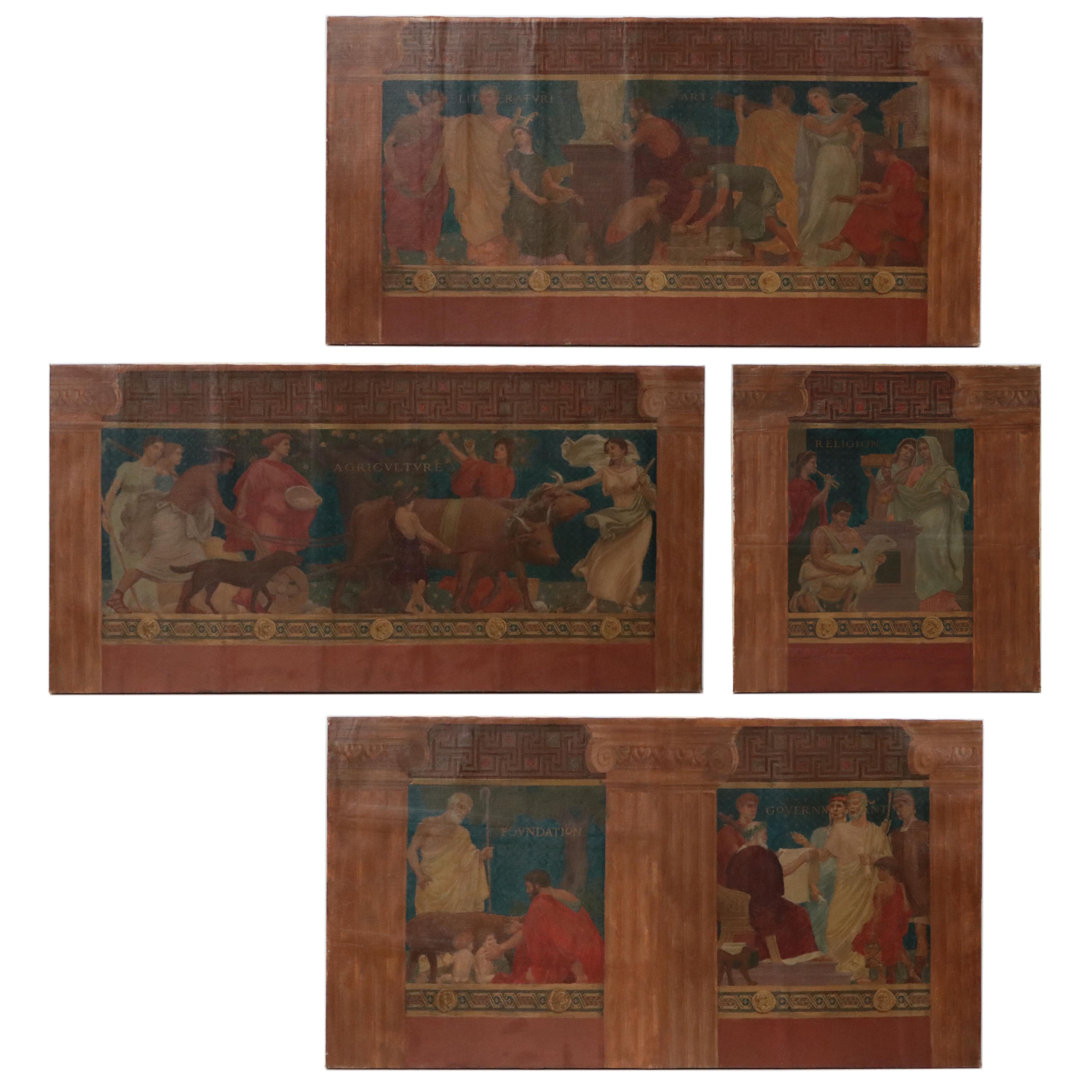Andrew Thomas Schwartz Roman Allegorical Mural Polyptych, 1901