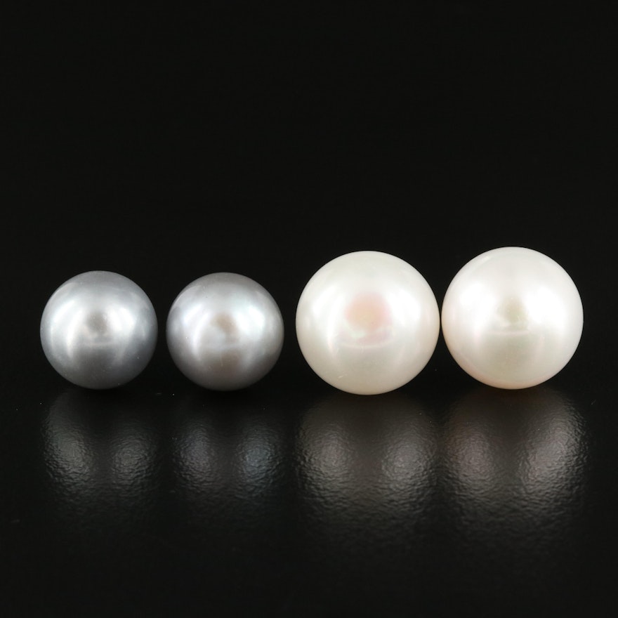18K Button Pearl Earrings