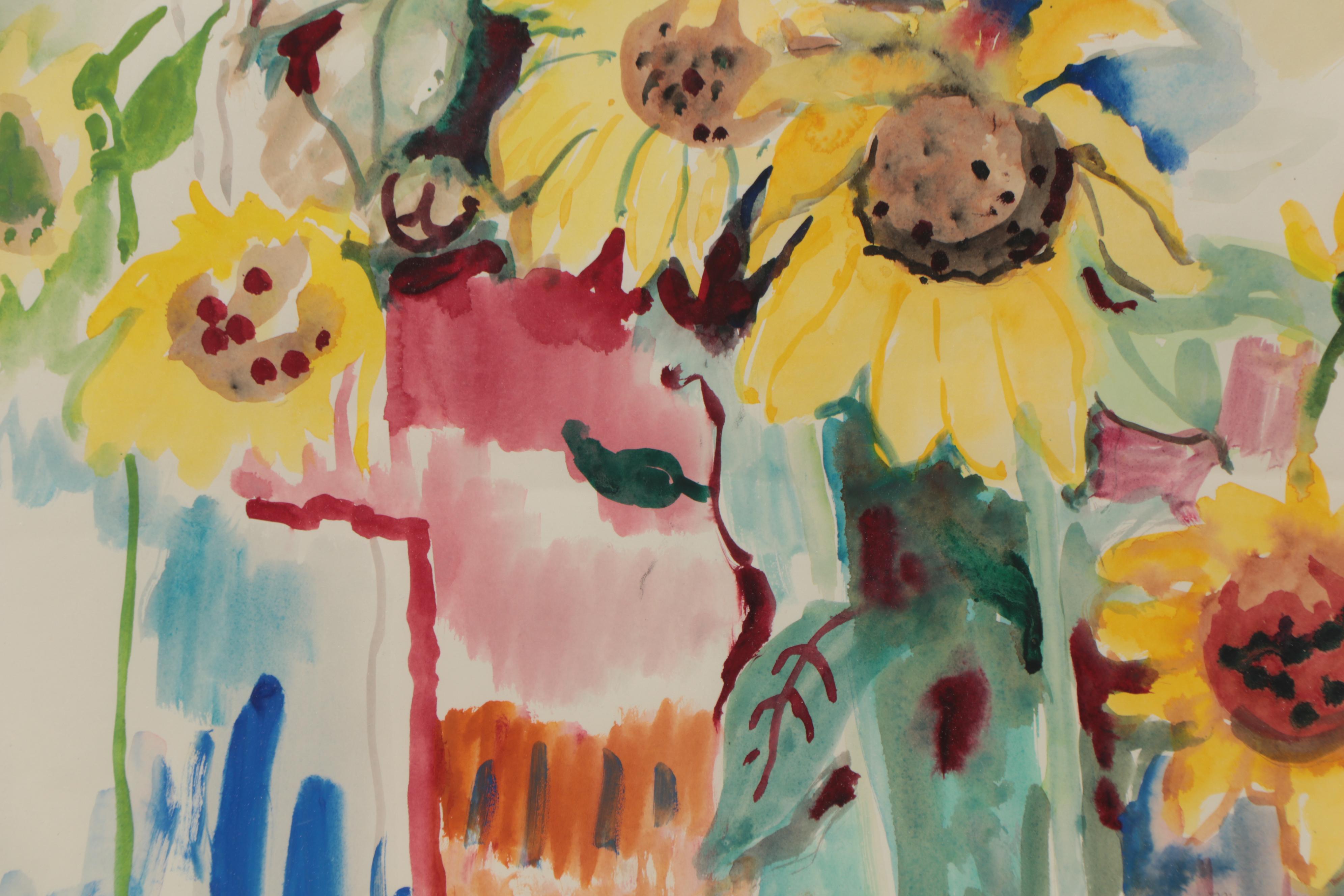 Marion Maas Floral Watercolor Painting, 20th Century