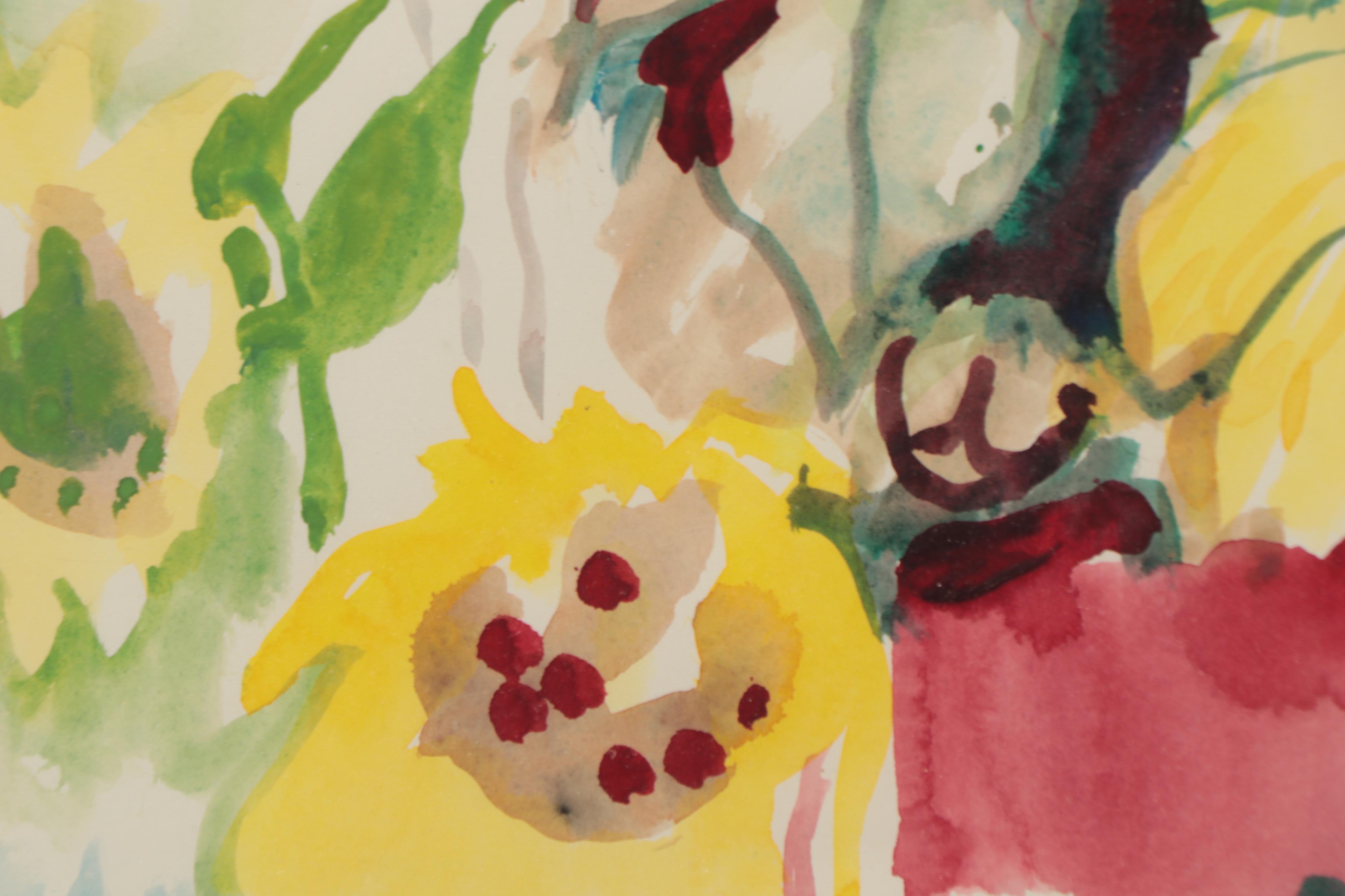 Marion Maas Floral Watercolor Painting, 20th Century