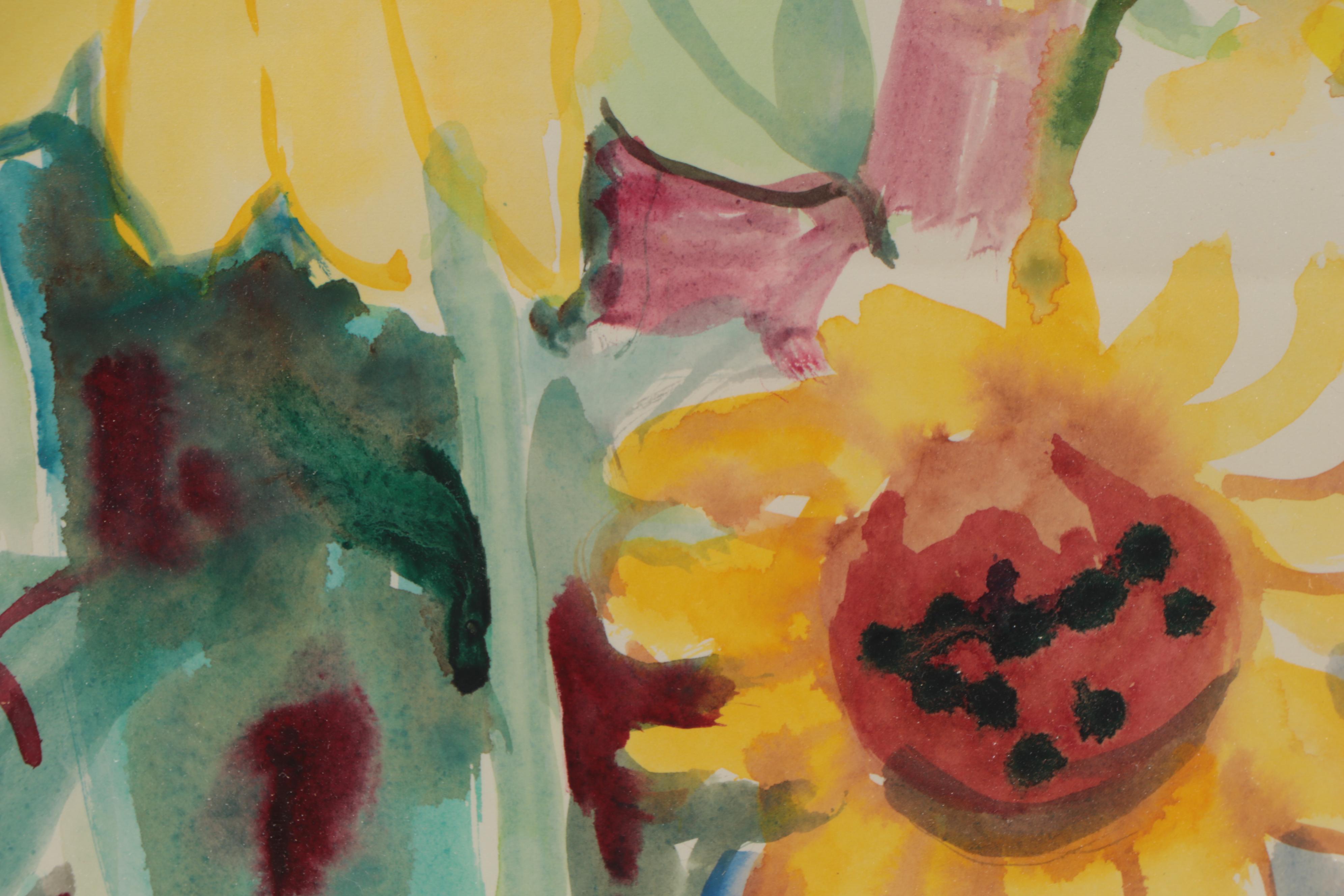 Marion Maas Floral Watercolor Painting, 20th Century