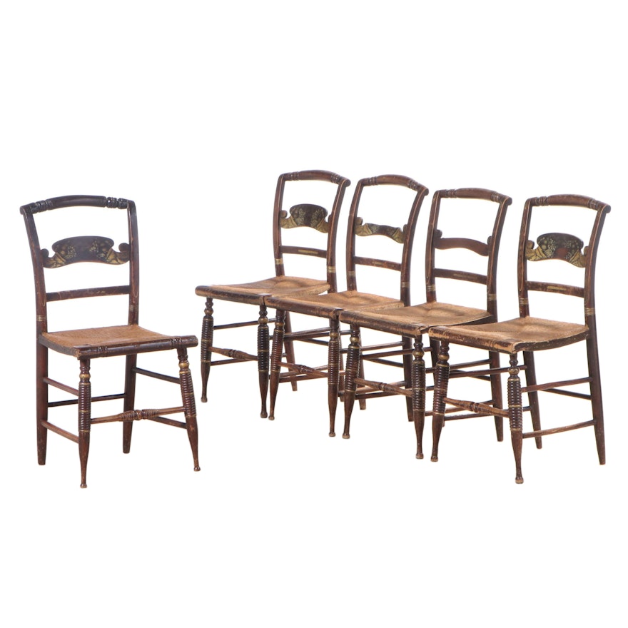 Five Late Federal Grain-Painted and Gilt-Stenciled "Fancy" Side Chairs, c. 1830
