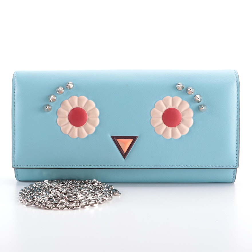 Fendi Hypnoteyes Wallet on Chain in Embellished Leather