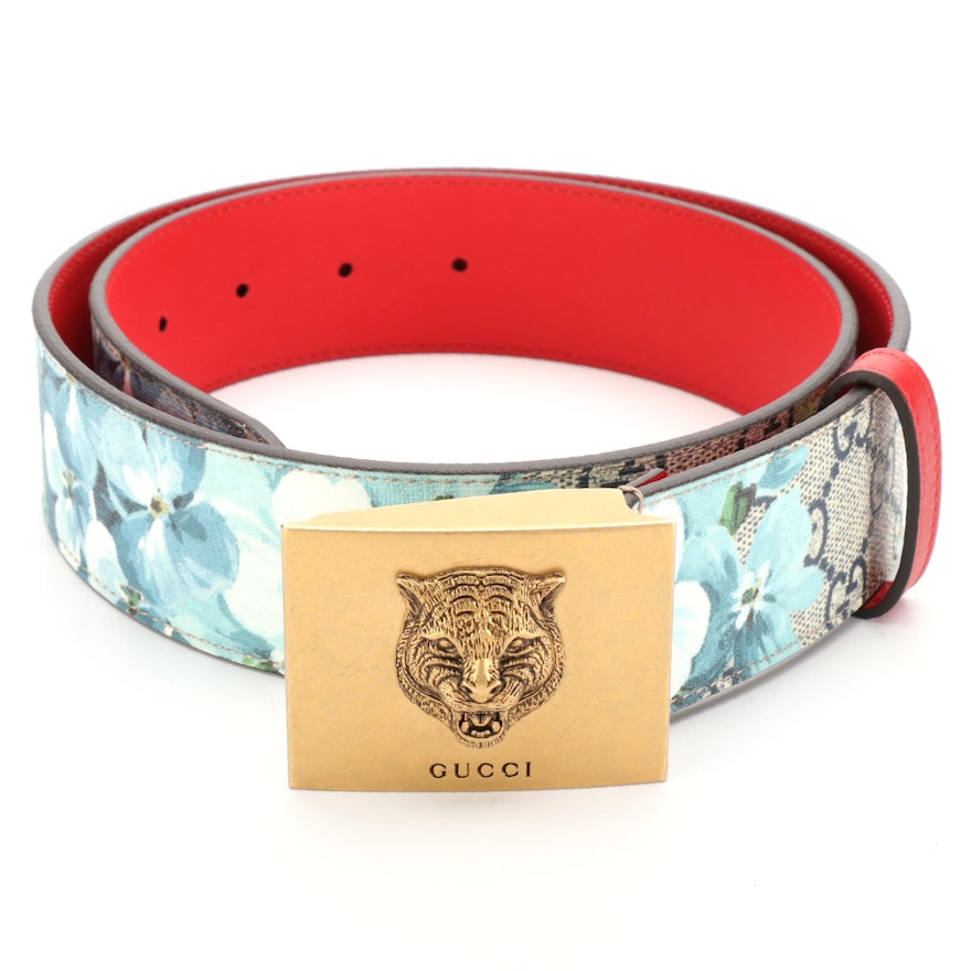 Gucci Animalier Plaque GG Blooms Supreme Belt