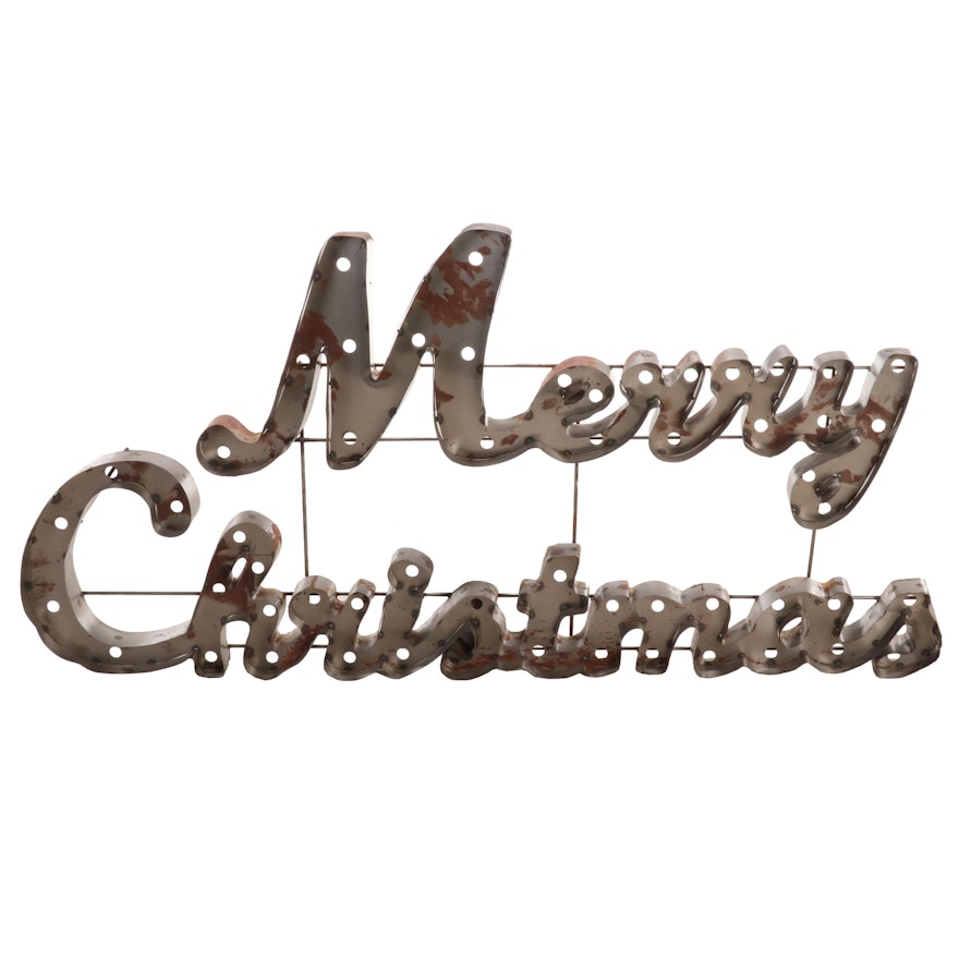 Marquee Style Metal "Merry Christmas" Wall Sign