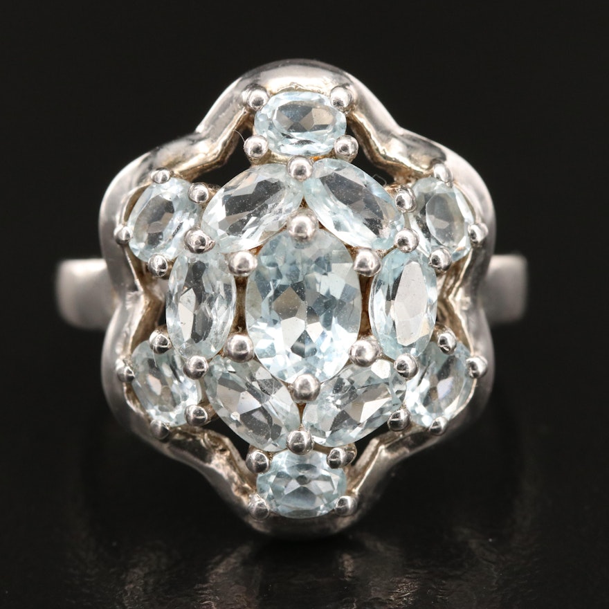 Sterling Sky Blue Topaz Cluster Ring