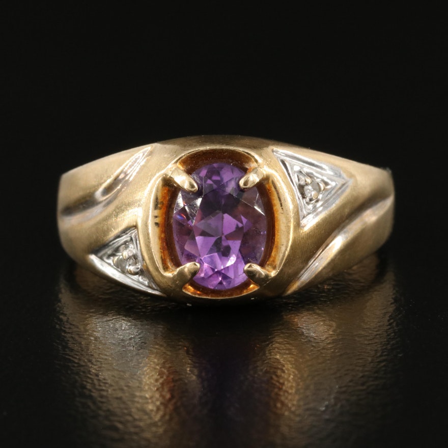 10K Amethyst and Diamond Ring