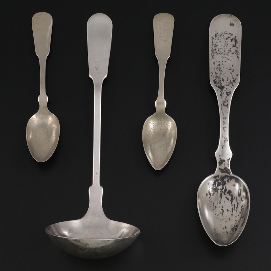 Bailey Banks & Biddle Co. Silver Plate Ladle with Other Silver Spoons