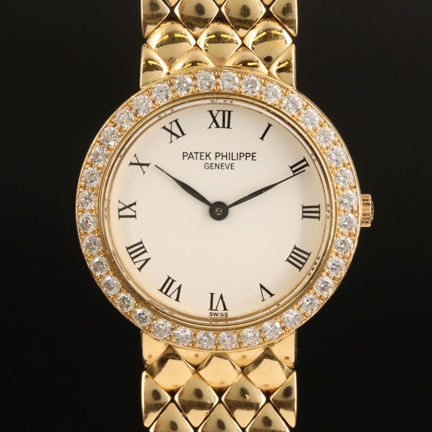 Patek Philippe 18K and 1.00 CTW Diamond Calatrava Quartz Wristwatch