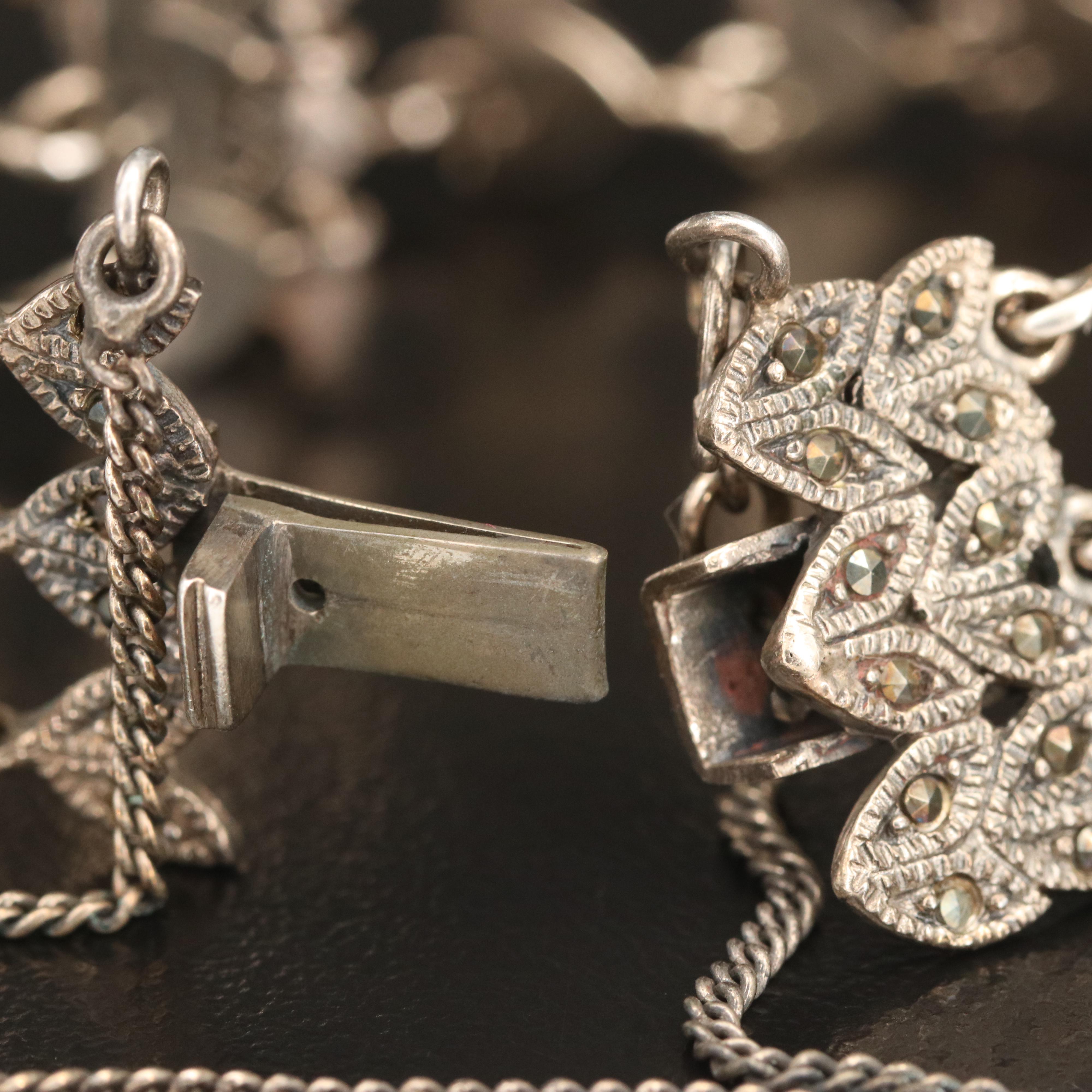 Sterling Marcasite Fancy Link Bracelet